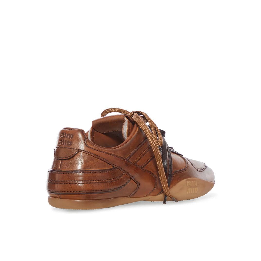 MIU MIU Cognac Leather Sneakers New & Authentic (Women's siz