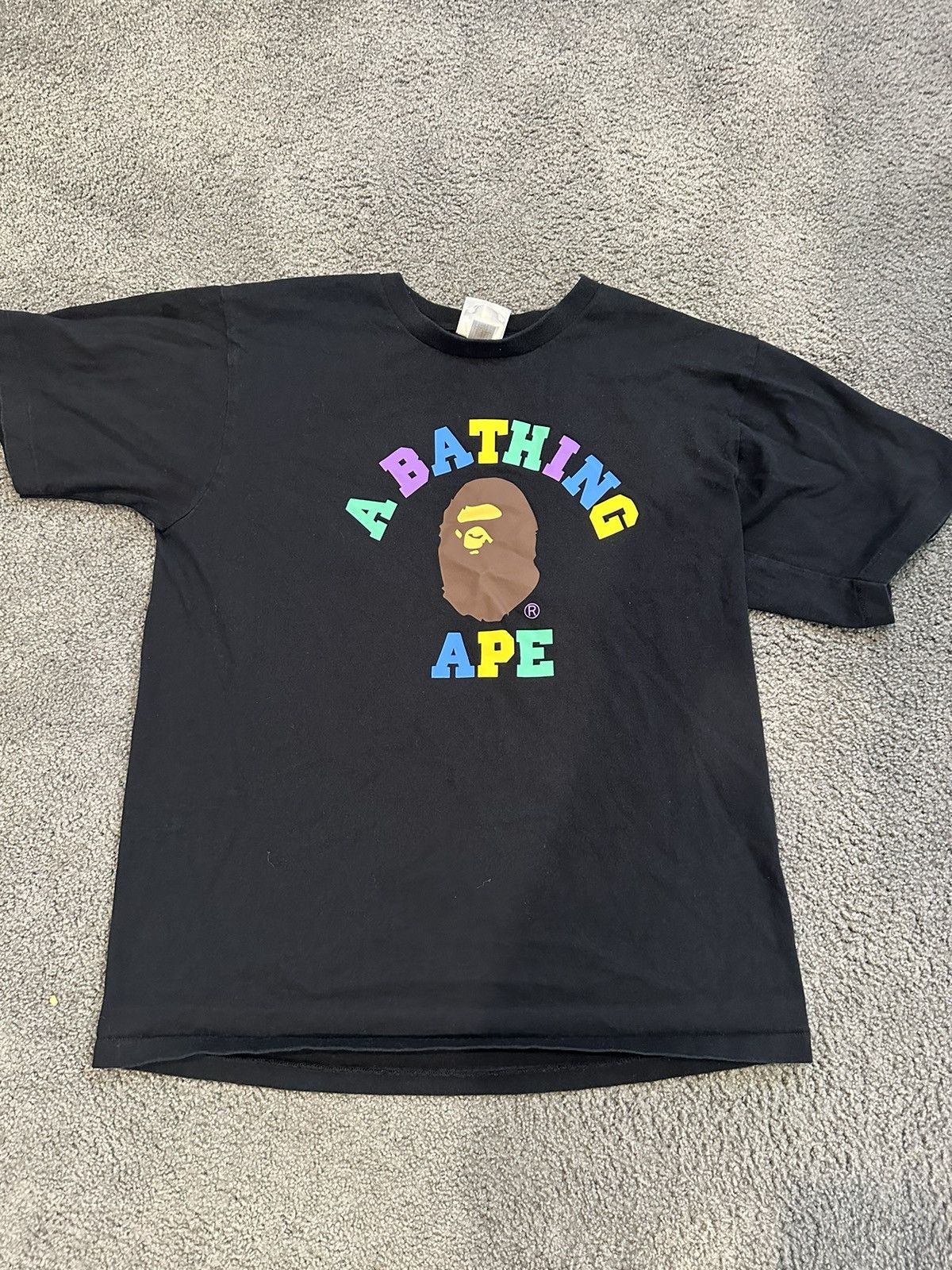 Bape BAPE Colors College Tee 'Black/Multicolor' Size US L / EU 52-54 / 3 - 1 Thumbnail