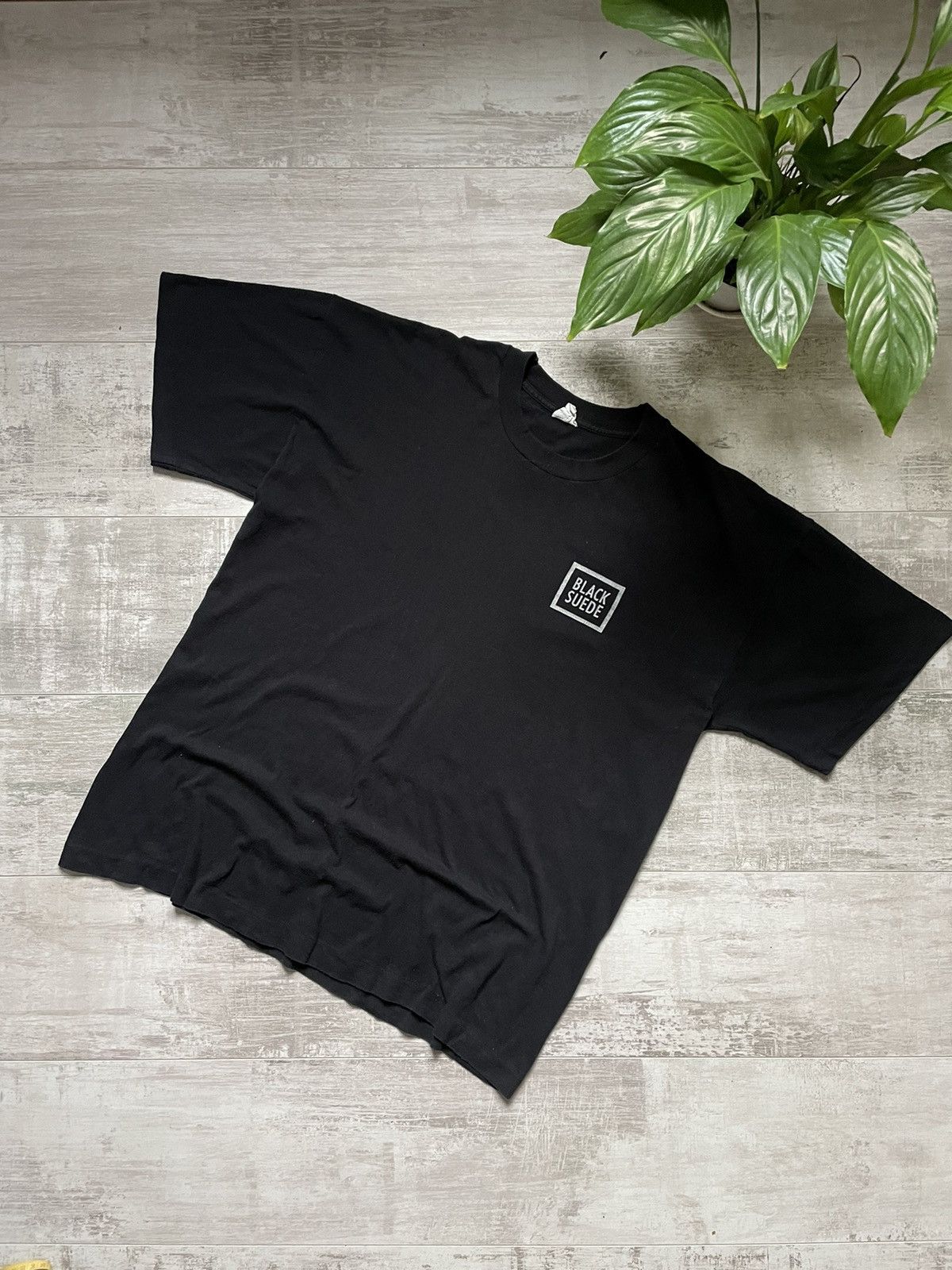 Vintage Suede Black T Shirts 90s