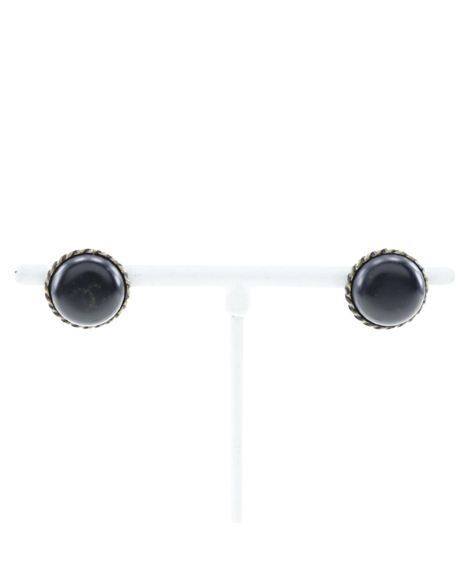 image of Chanel Sophisticated Black Coco Mark Pierced Earrings, Women's