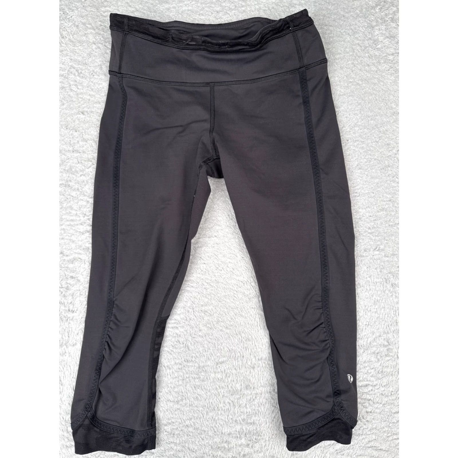 Lululemon Pants Womens 6 Black Camo Cropped Straight Leg Pockets Yoga Activewear Read Me