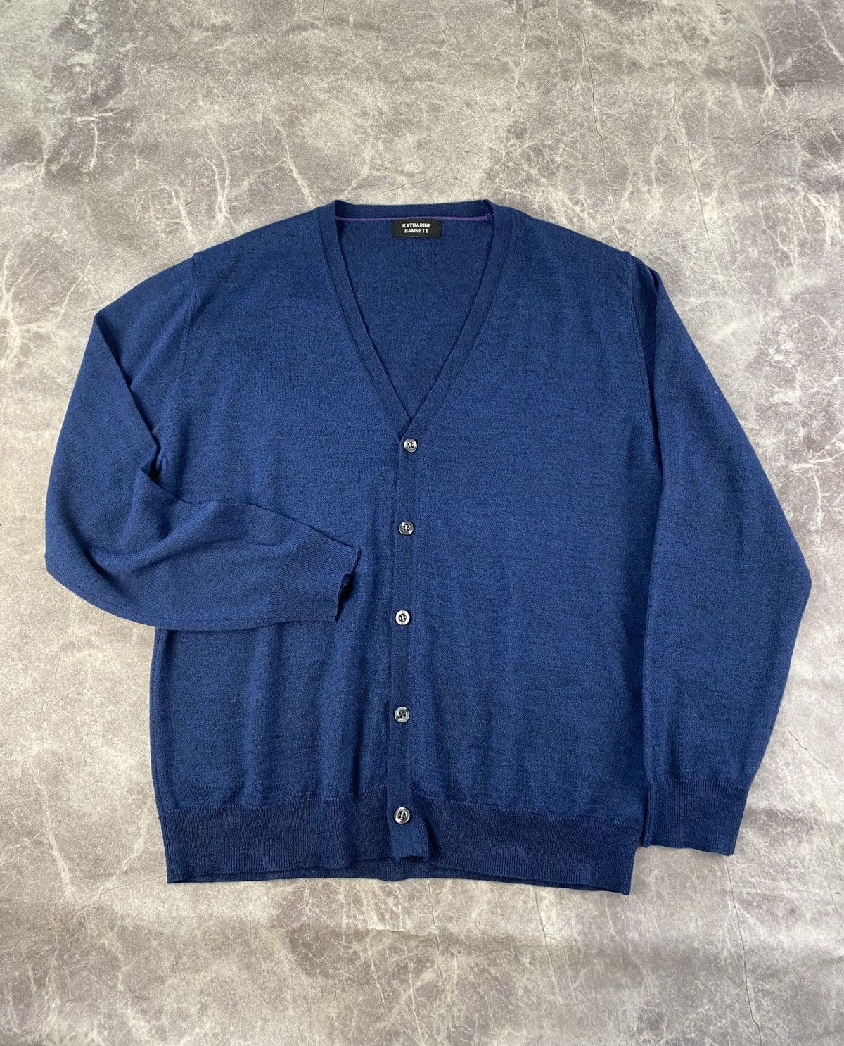 Katharine Hamnett London Vntg Katharine Hamnett Merino Wool Blue Cardigan Size: XL Size US XL / EU 56 / 4 - 1 Thumbnail