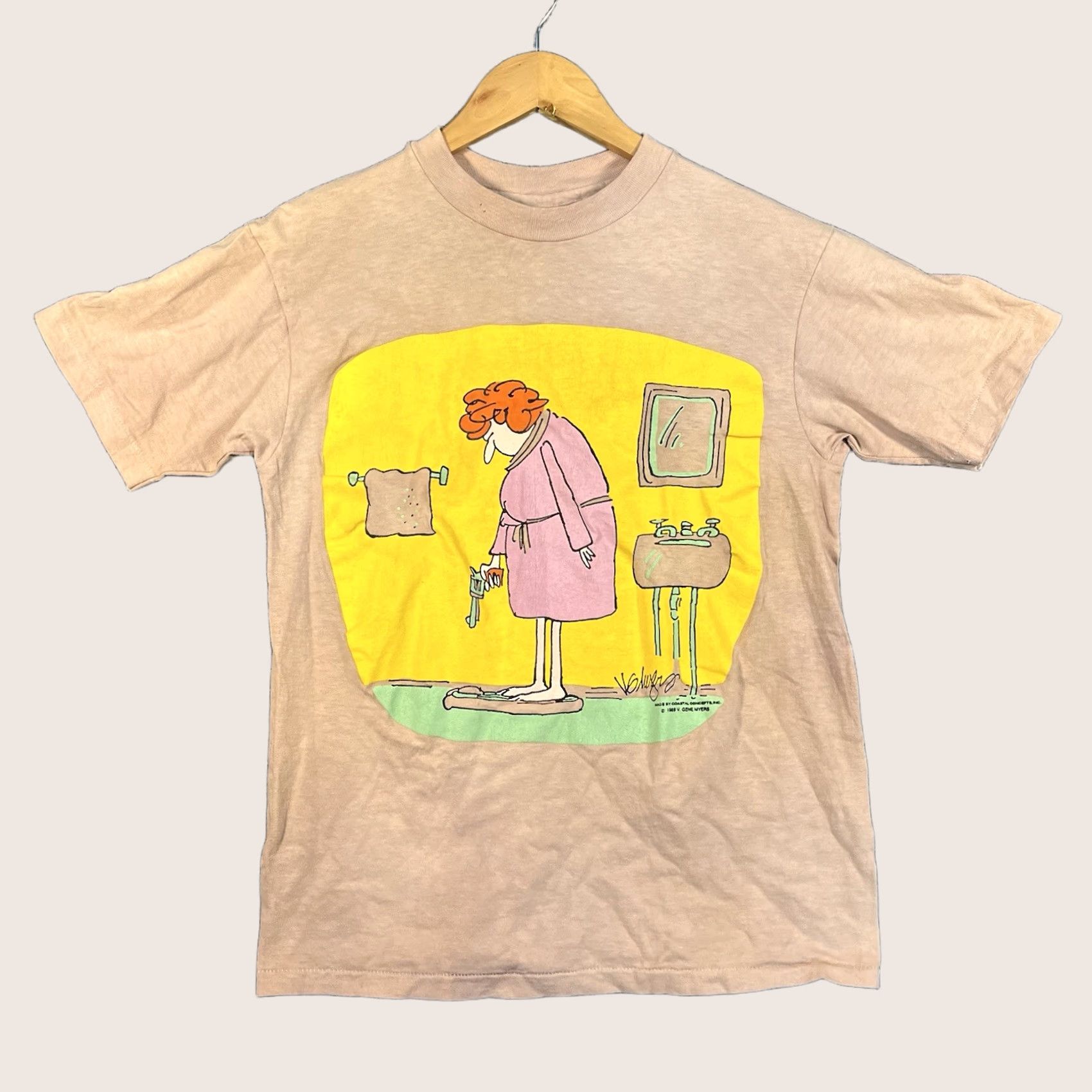 Vintage VINTAGE 1989 Laff Line Gene Myers Cartoon T-Shirt Humor Tee Medium Comic Strip Shirt Unisex White 1980s Graphic Tee Mens Womens Size US M / EU 48-50 / 2 - 1 Thumbnail