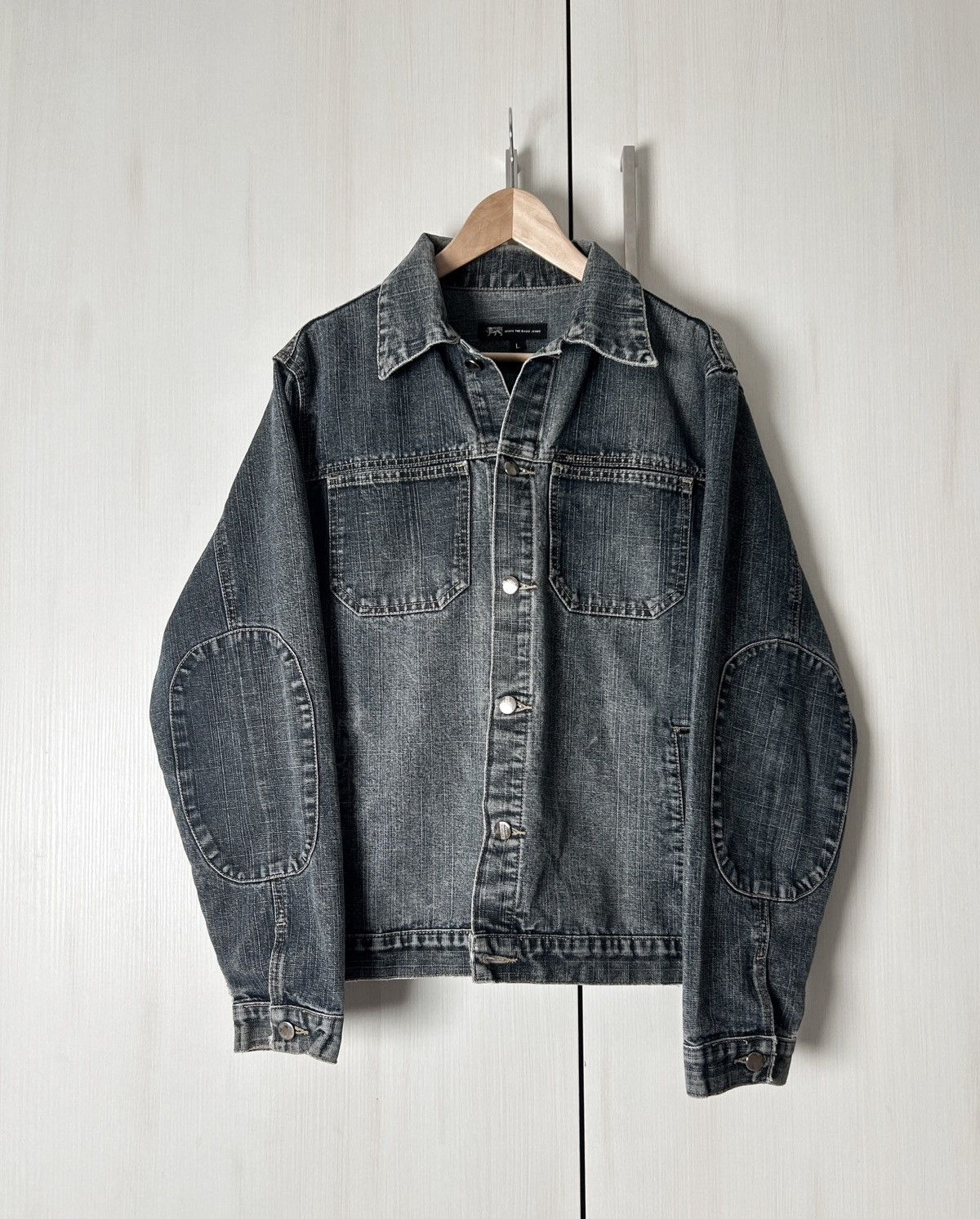 Apock vintage Distressed black washed jeans jacket mens