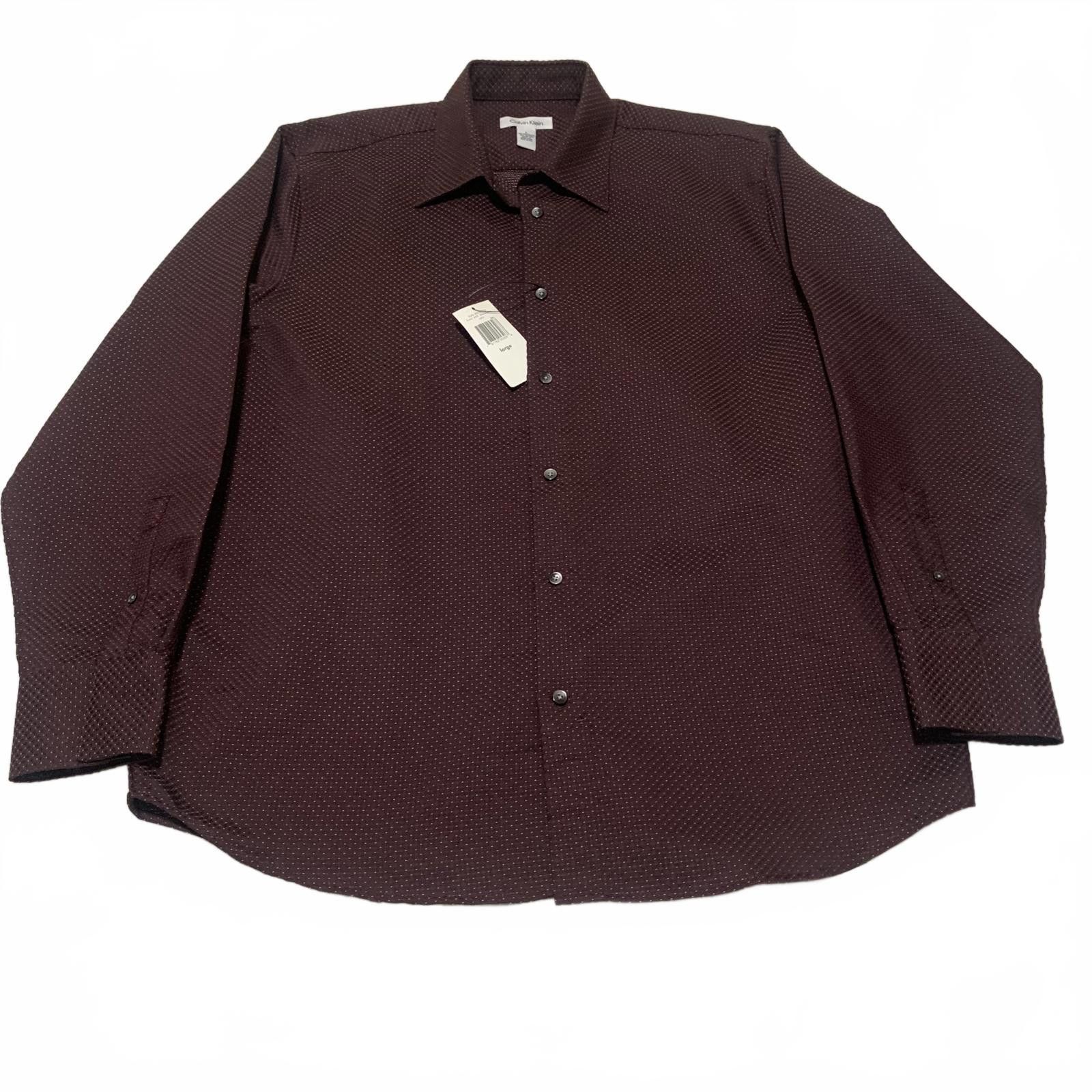 Calvin Klein VTG 90s Calvin Klein Burgundy Polka Dot Dress Shirt Size US L / EU 52-54 / 3 - 1 Thumbnail