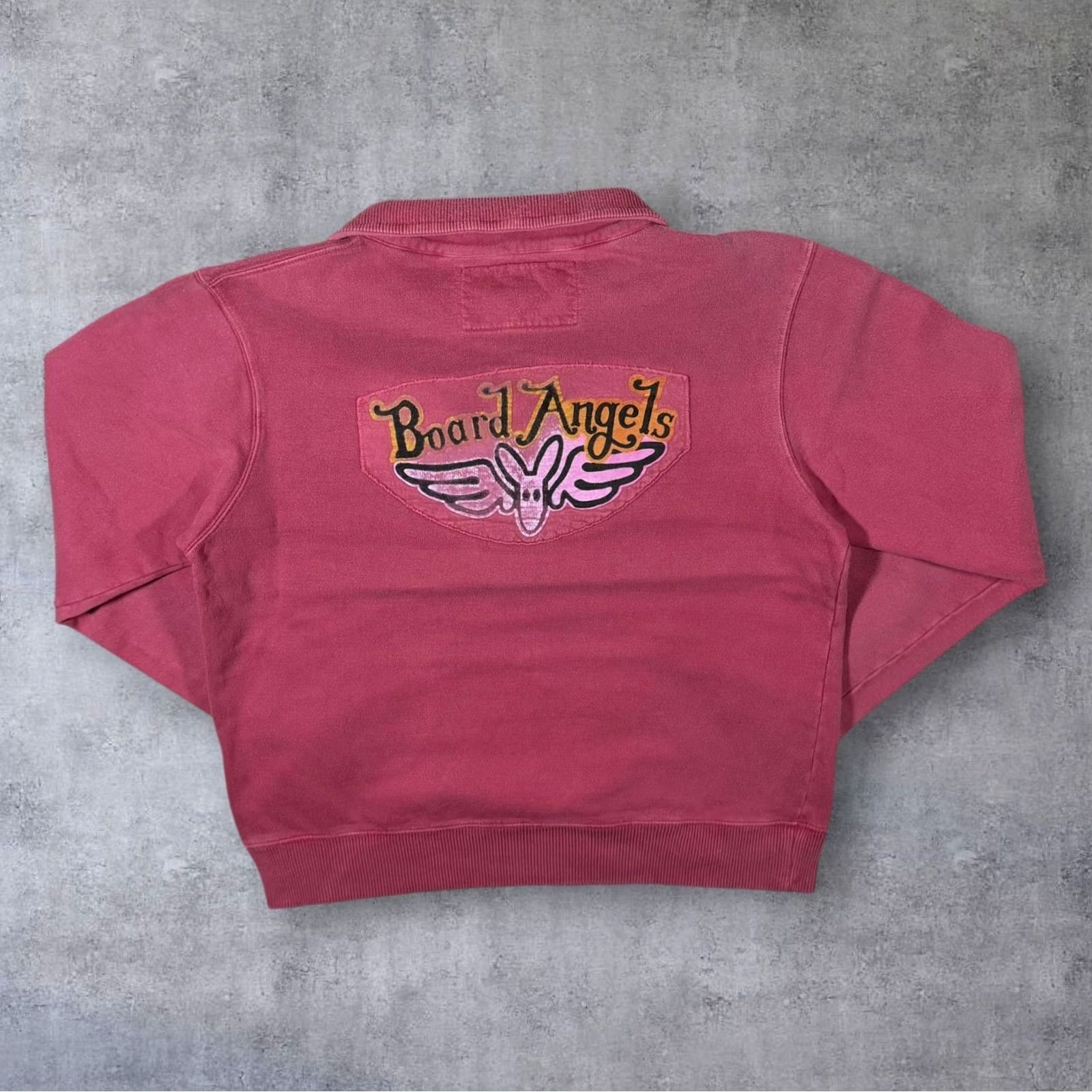 Vintage Kangaroo Poo Surfer 1/4 Zip Sweatshirt Women's Red Washed 00's Board Angels Y2K Graphic Chest Back Pullover Size 16 Mens Womens Girls Boys Size XXL / US 16-18 / IT 52-54 - 2 Thumbnail