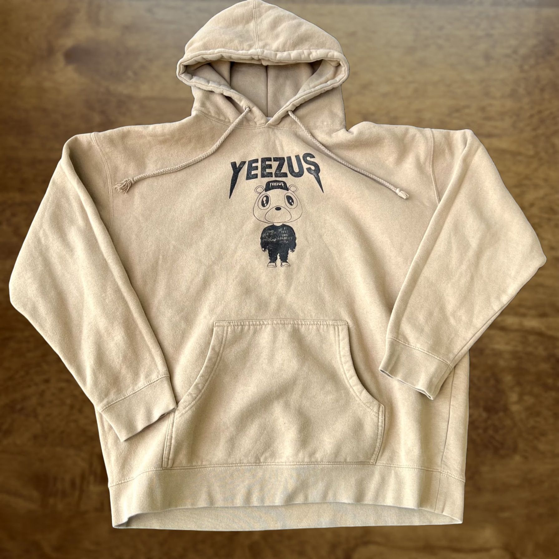 Vintage Yeezus Hoodie Mens Large Tan Kanye West Bear Graphic Pullover Sweatshirt Hip Hop Pullover Hooded Pockets Drawstring Front Graphic Size US M / EU 48-50 / 2 - 1 Thumbnail