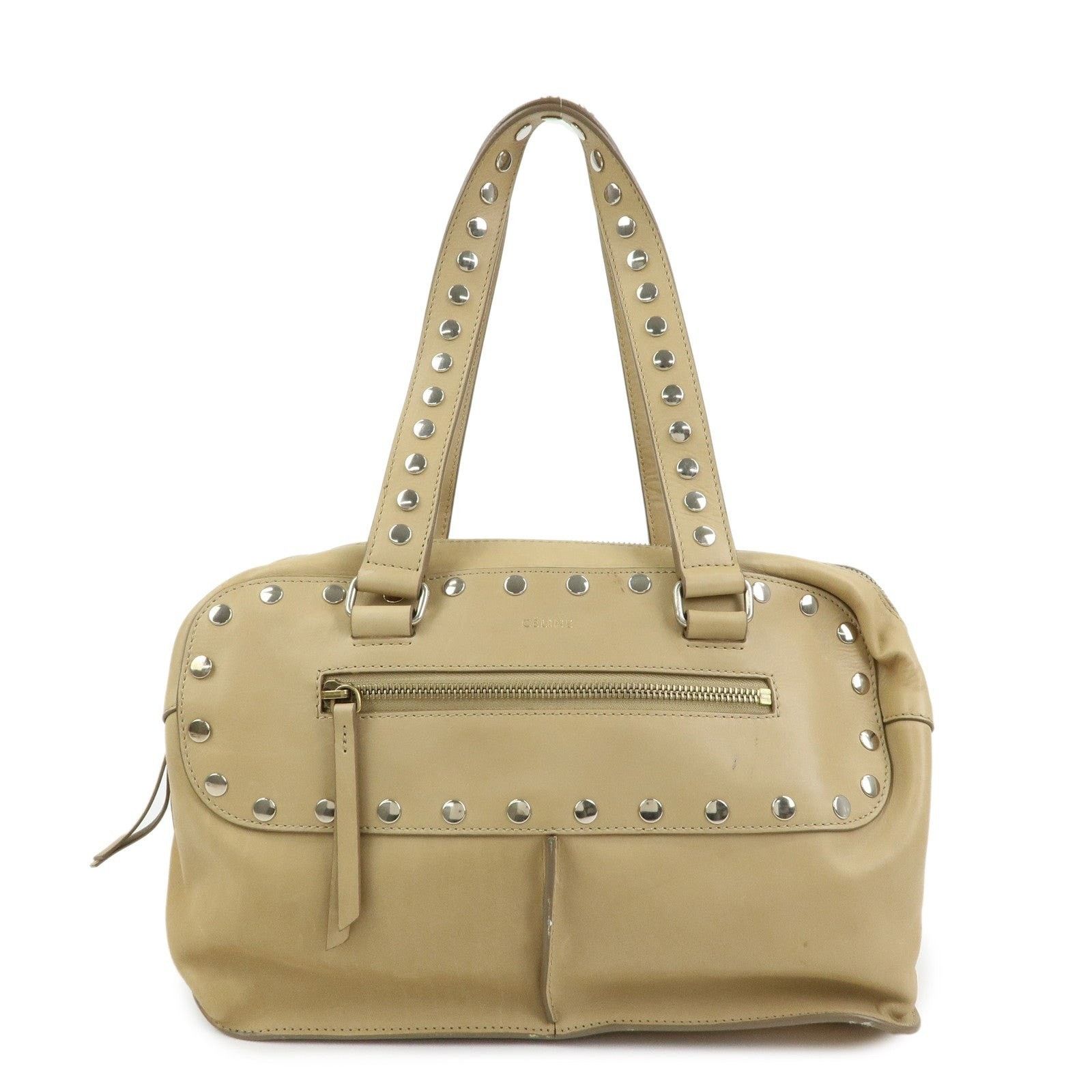 Celine Celine Studded Calfskin Bowling Bag Tan Size ONE SIZE - 1 Thumbnail