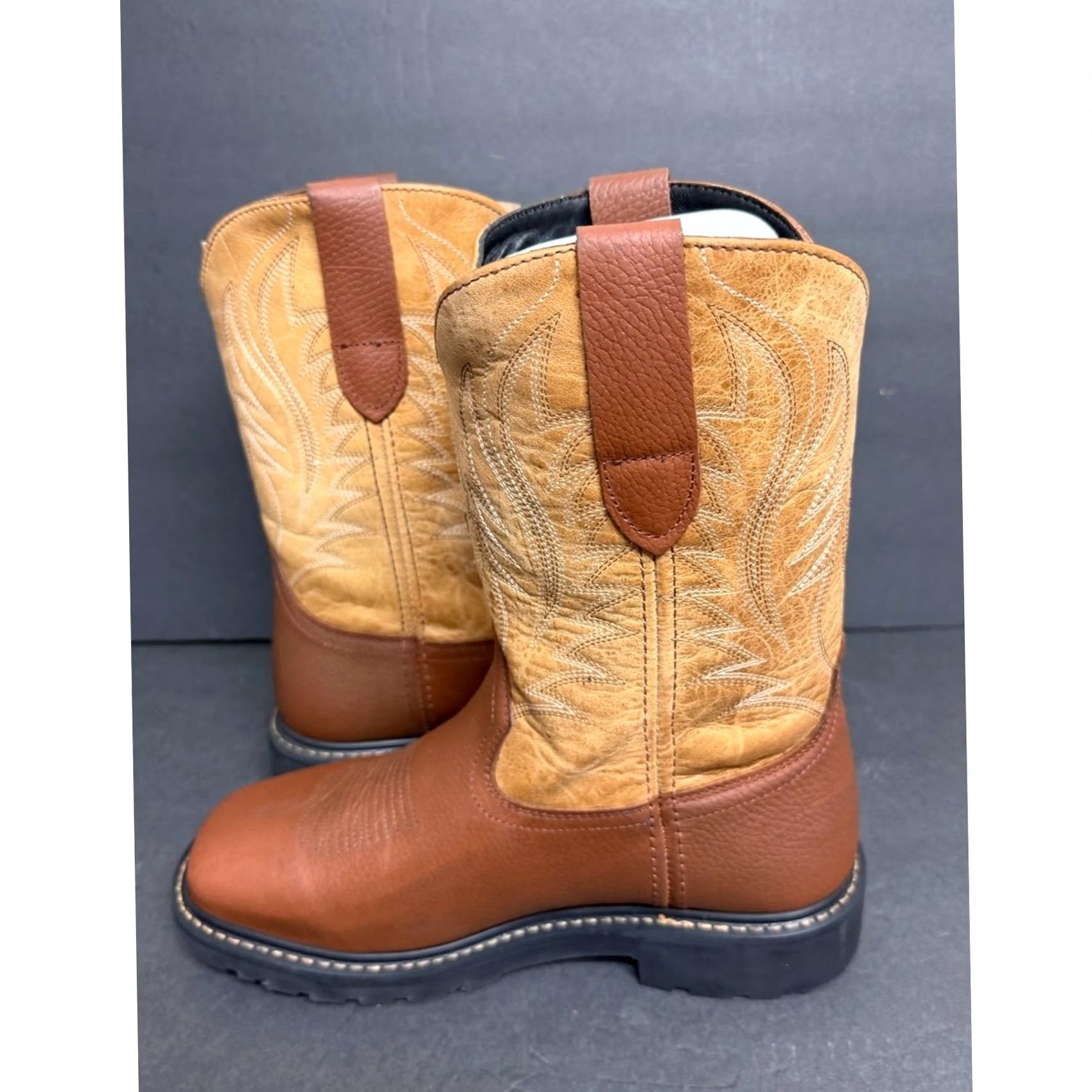 Vintage NEW JB Dillon Reserve Leather Cowboy Boots Oak Honey Square Toe SZ 9.5 SA Men's Size US 10 / EU 43 - 6 Thumbnail