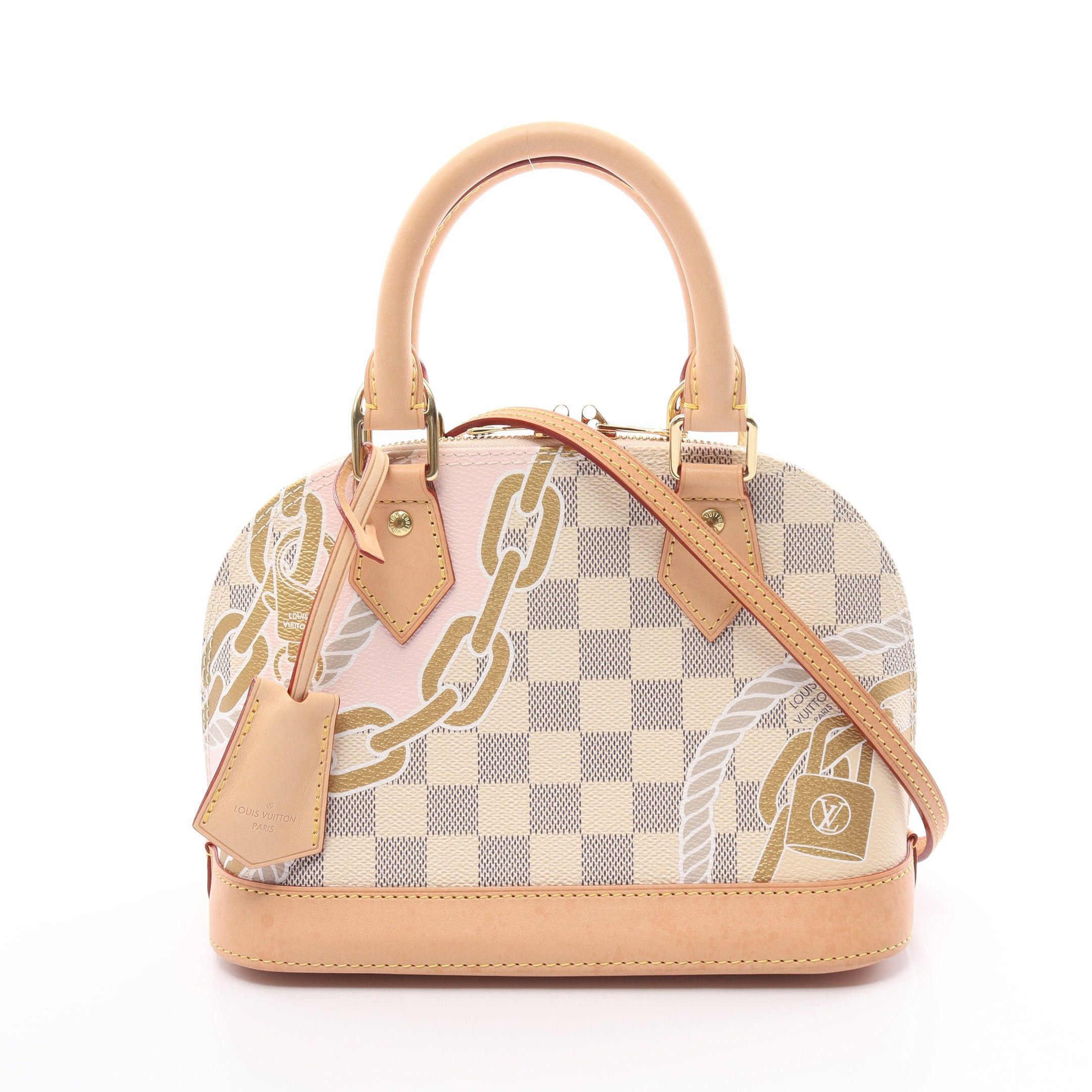 image of Louis Vuitton Alma Bb Damier Azur Nautical Handbag Pvc Leather White Multicolor 2Way, Women's