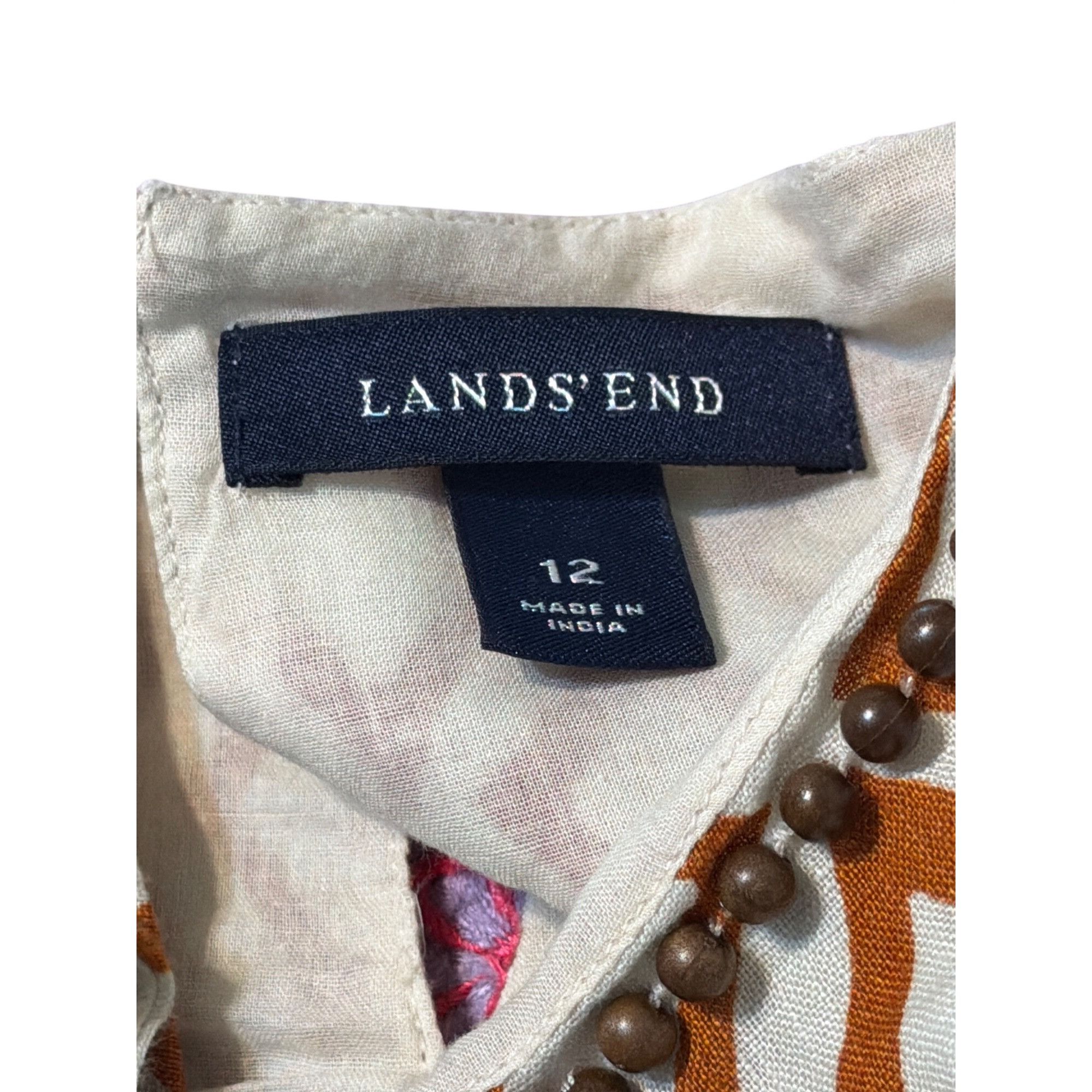 Lands' End Lands End Sleeveless Shift Dress Linen Geometric Diamond Bea Size XL / US 12-14 / IT 48-50 - 8 Thumbnail