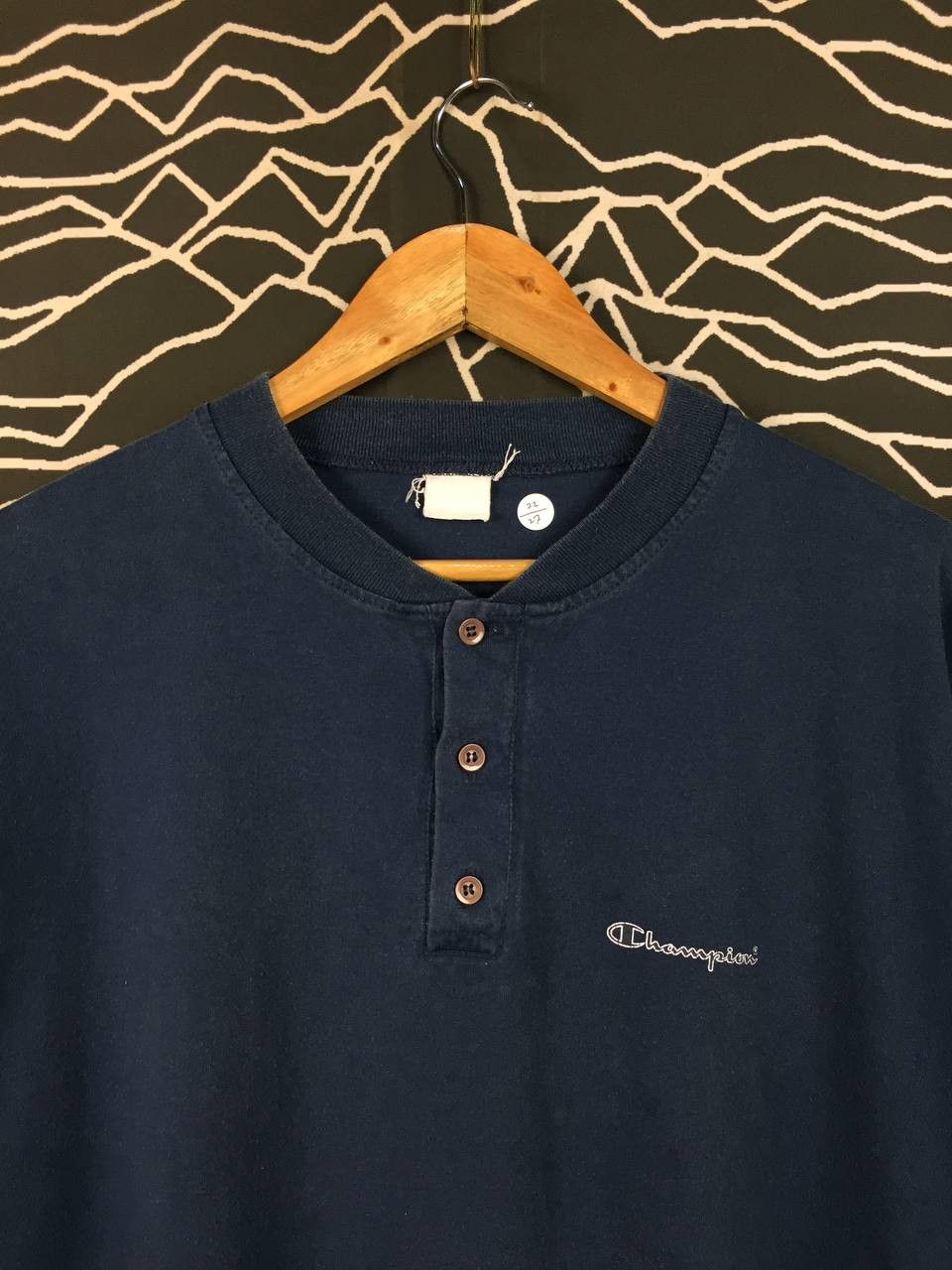 Champion Vtg 90s Champion Authentic Script Logo Henley Tee Size US L / EU 52-54 / 3 - 3 Thumbnail