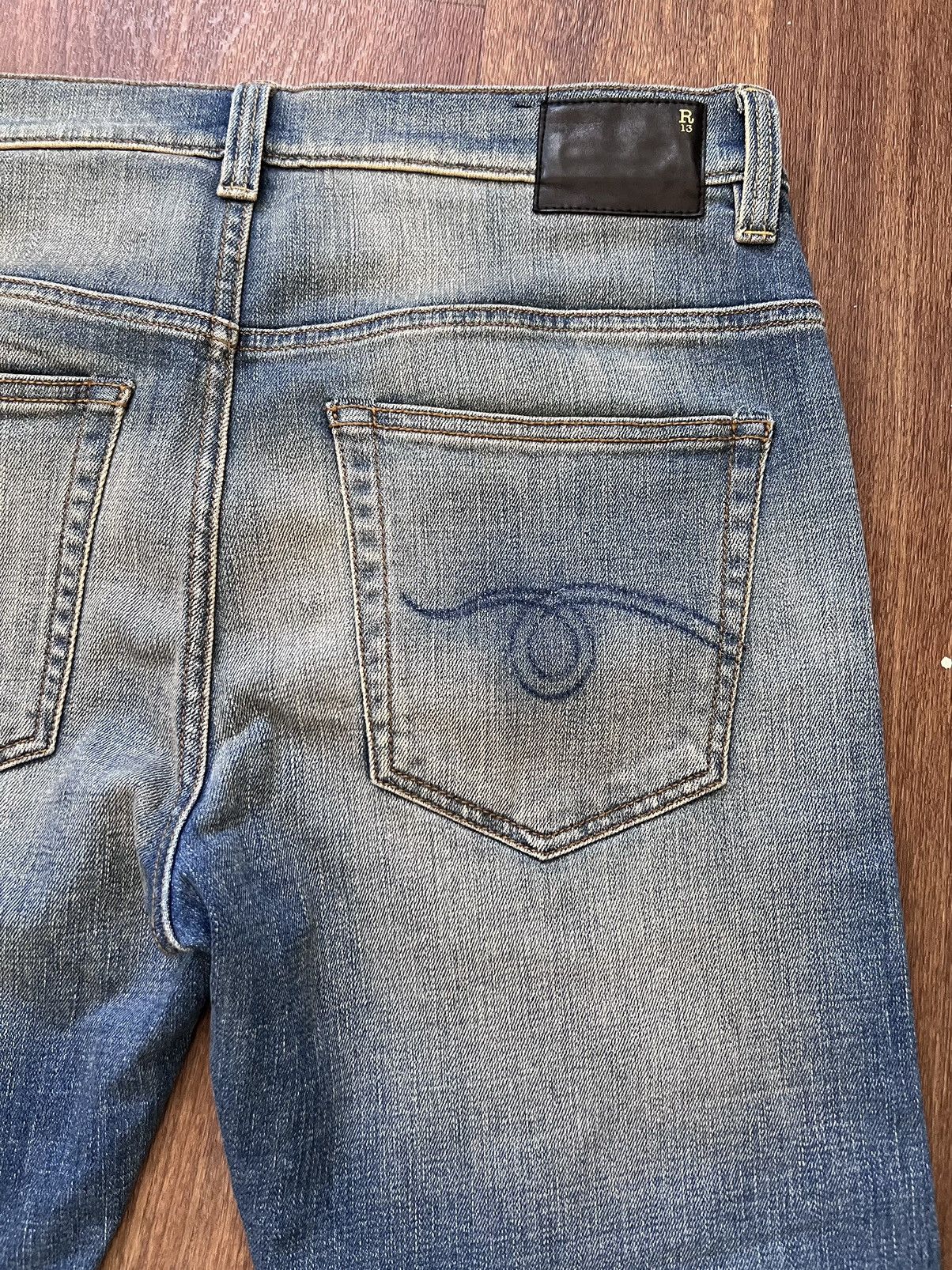 R13 Faded dirty wash SS16 Boy jeans,sz 33, Italy, worn X 2 Size US 33 - 6 Thumbnail