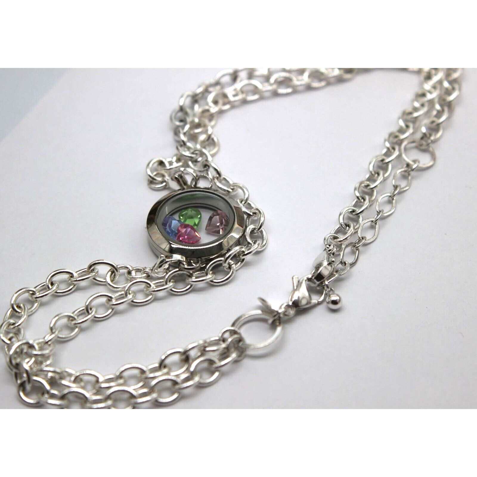 Other Origami Owl Pendant Double Rhinestone Stainless Steel Size ONE SIZE - 2 Thumbnail