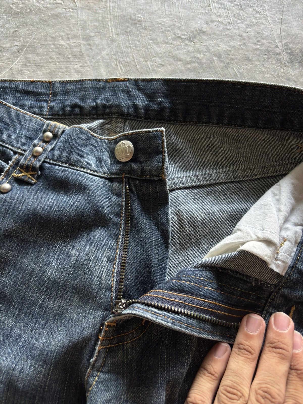 If Six Was Nine CUSTOM CULTURE distressed flare sashiko boro kapital style Size US 30 / EU 46 - 5 Thumbnail