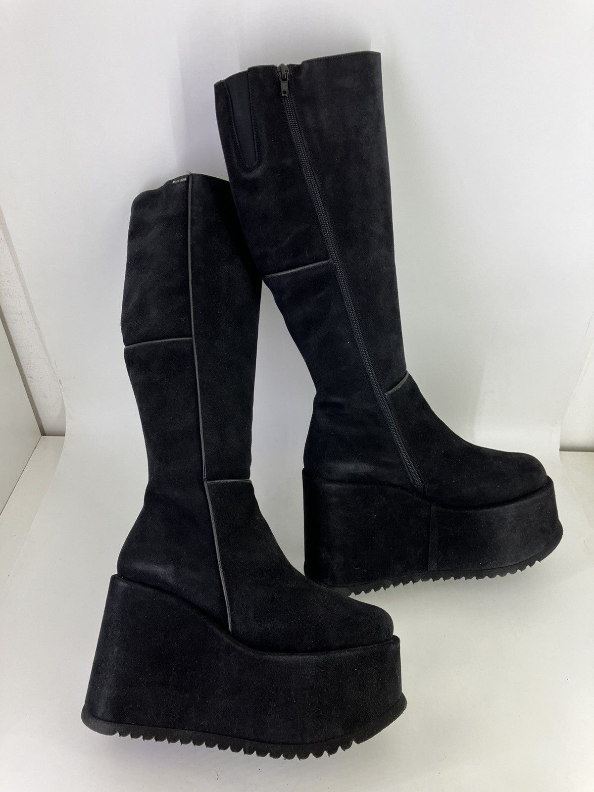 Vintage Rock Bull chunky platform suede leather knee boots 90s Size US 11 / IT 41 - 4 Thumbnail