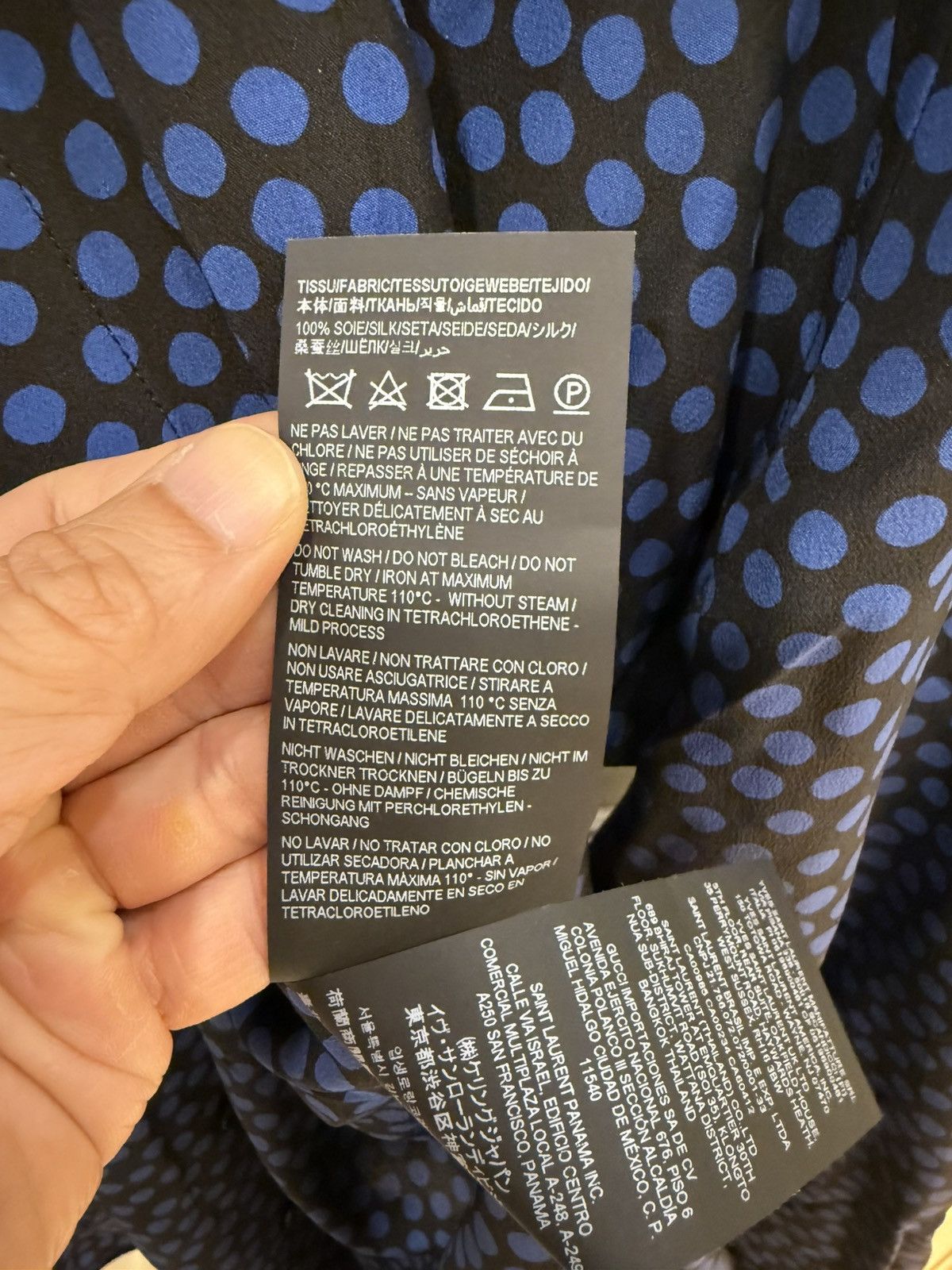 Saint Laurent Paris blue polka dots silk shirt collar size41 Size US M / EU 48-50 / 2 - 6 Thumbnail