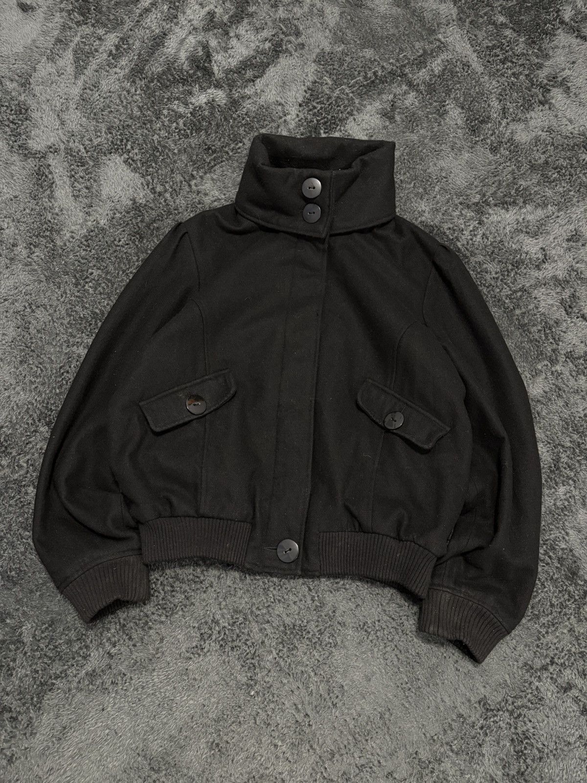 Hysteric Glamour 00s Vintage Y2K High Neck Wool Bomber Jacket Size L / US 10 / IT 46 - 1 Thumbnail