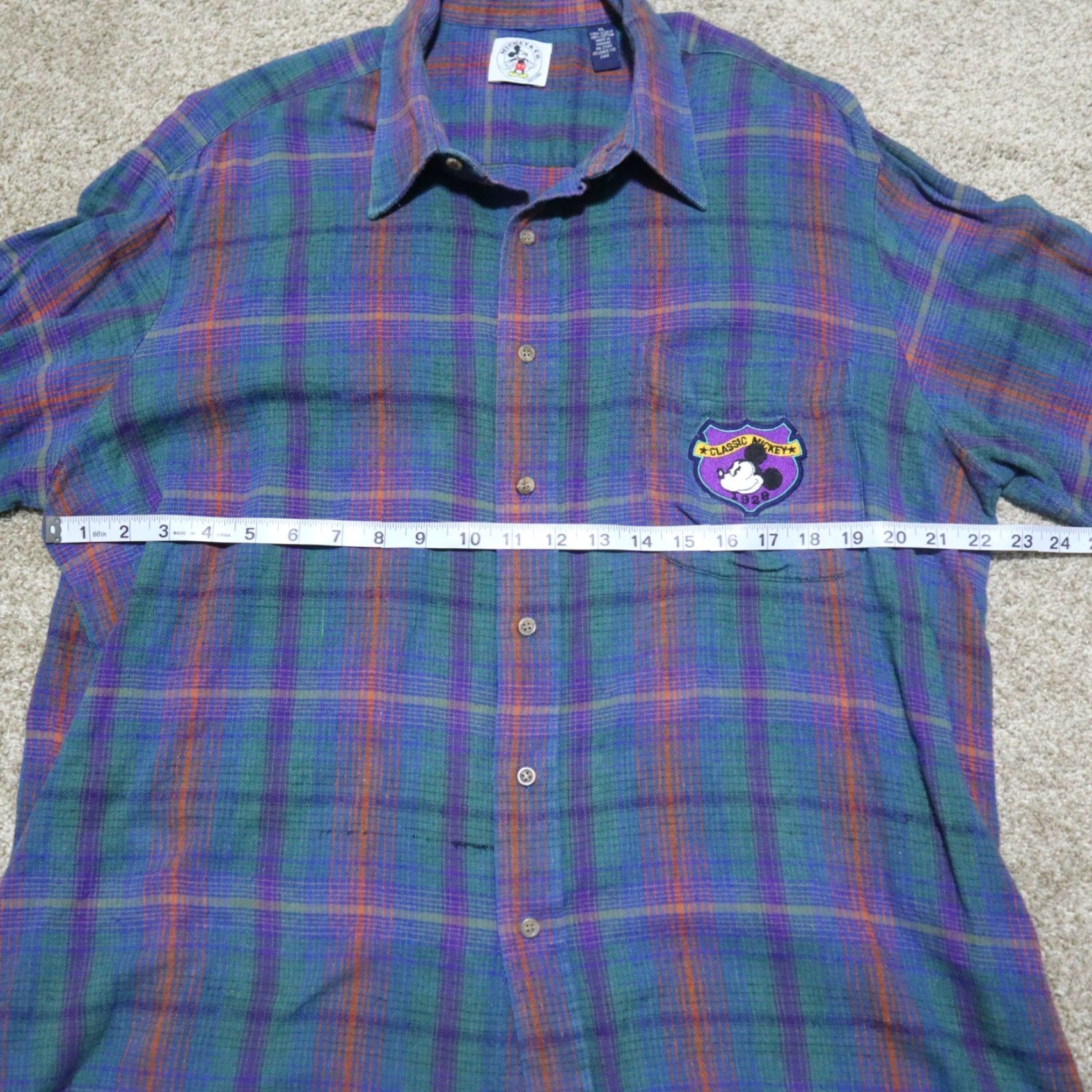 Disney Disney Mickey Mouse Blue Plaid Shirt Short Sleeve Men XL Button-Front with Pockets Size US XL / EU 56 / 4 - 6 Thumbnail
