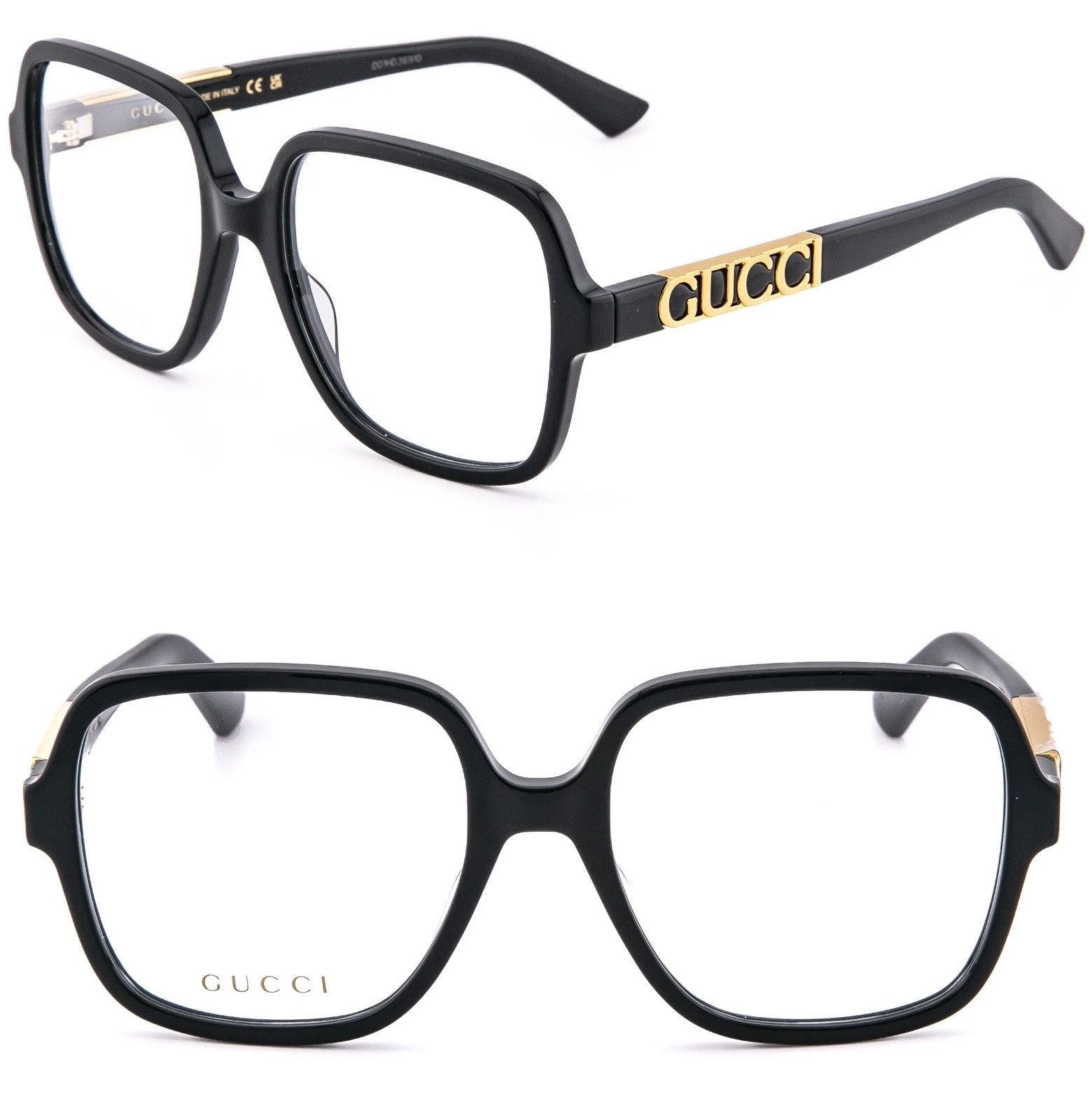 Gucci GUCCI GG1193O 1193 Black Gold Logo Bold Eyeglass 001 Size ONE SIZE - 1 Thumbnail