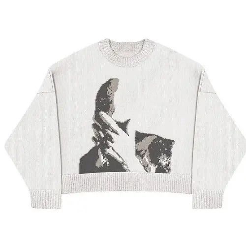Japanese Brand Man Shadow Graphic Pullover Sweatshirt Size US L / EU 52-54 / 3 - 1 Thumbnail