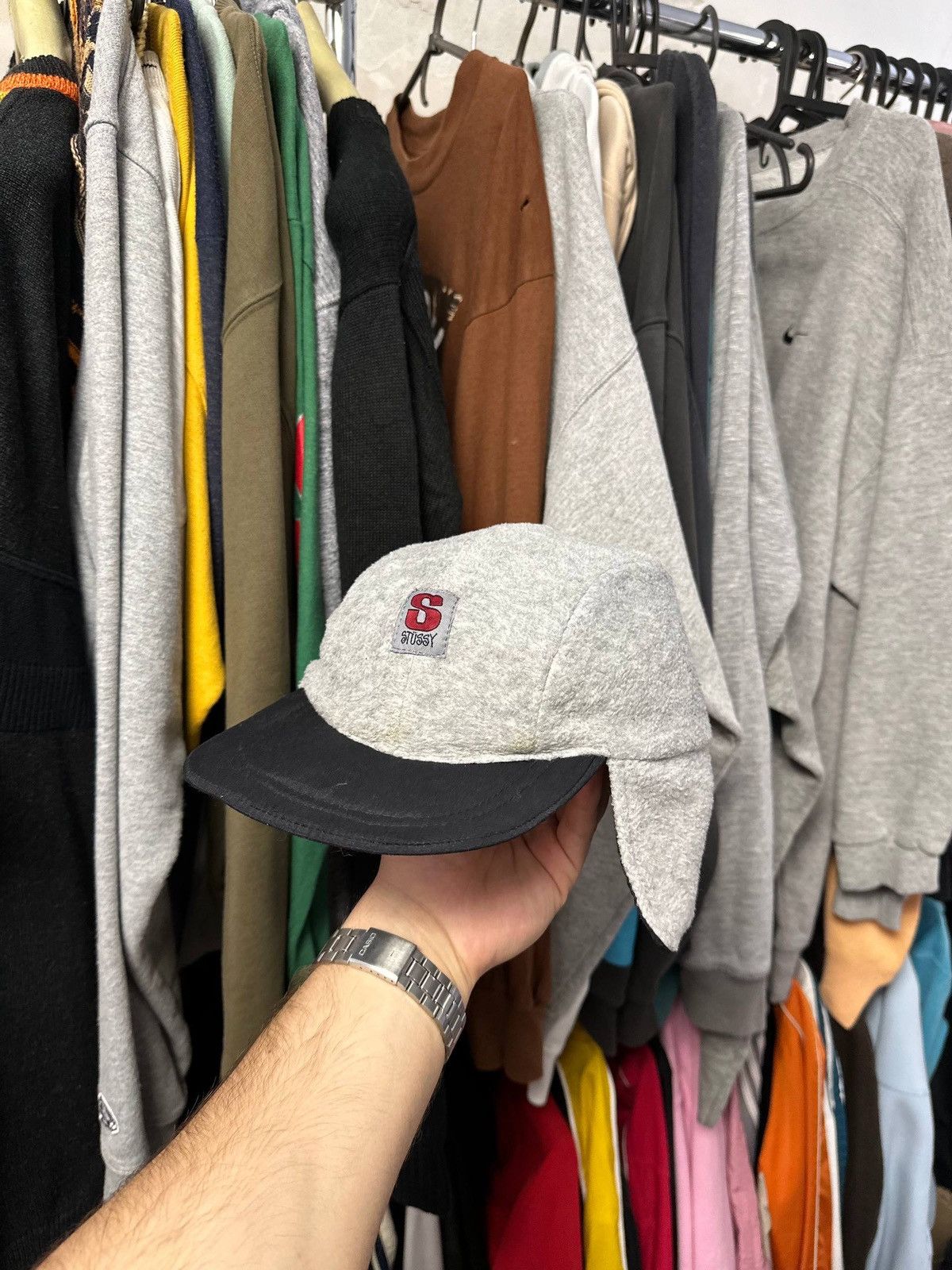 Stussy Vintage 90s Stussy Reversible Trapper Hat Nylon Black Rare Size ONE SIZE - 2 Thumbnail