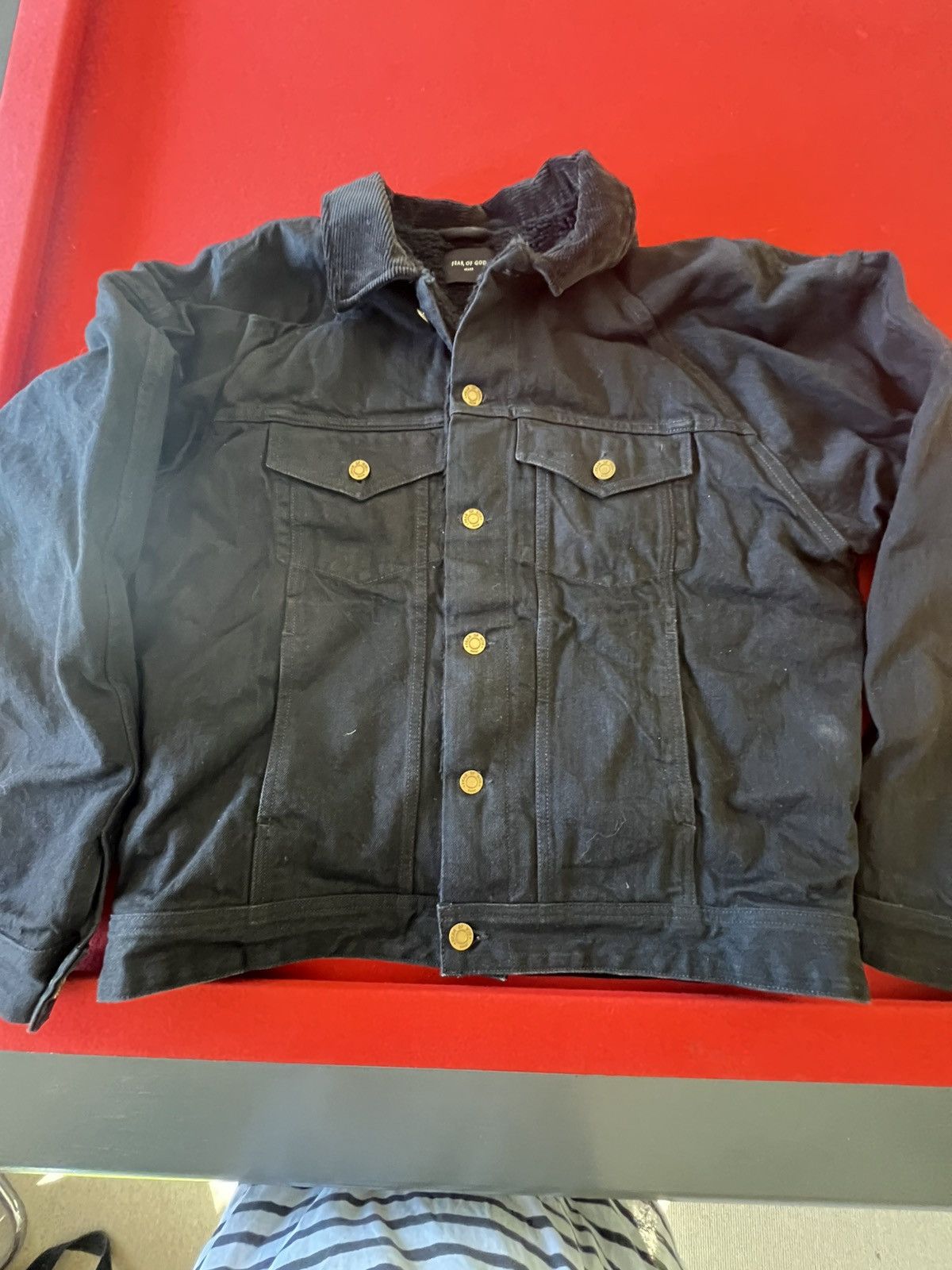 Fear of God Selvedge Denim Alpaca Trucker Jacket Size US L / EU 52-54 / 3 - 2 Thumbnail