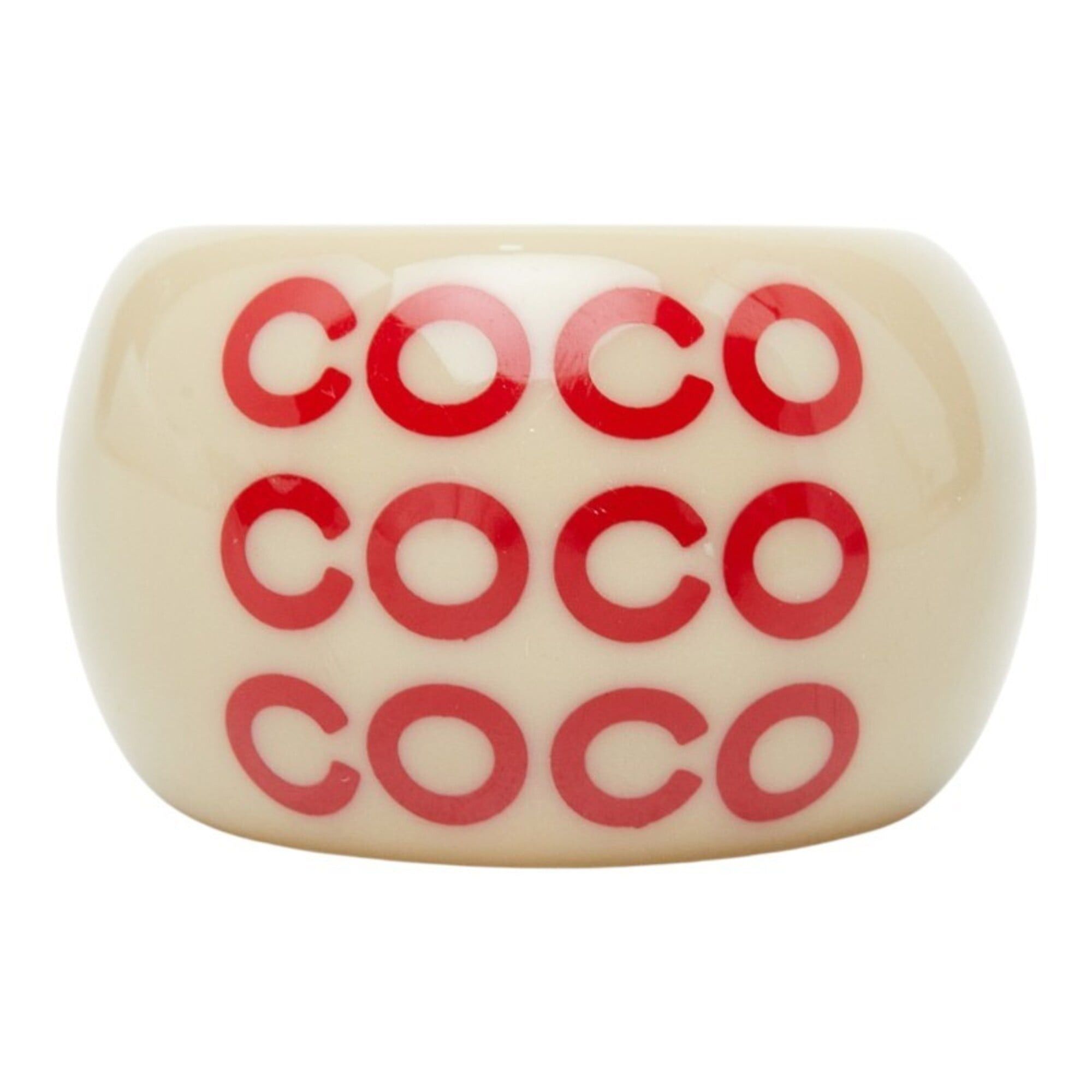 Chanel Chanel Coco Mark Ring, Size 1, Greige Plastic, Women's, CHANEL Size ONE SIZE - 1 Thumbnail