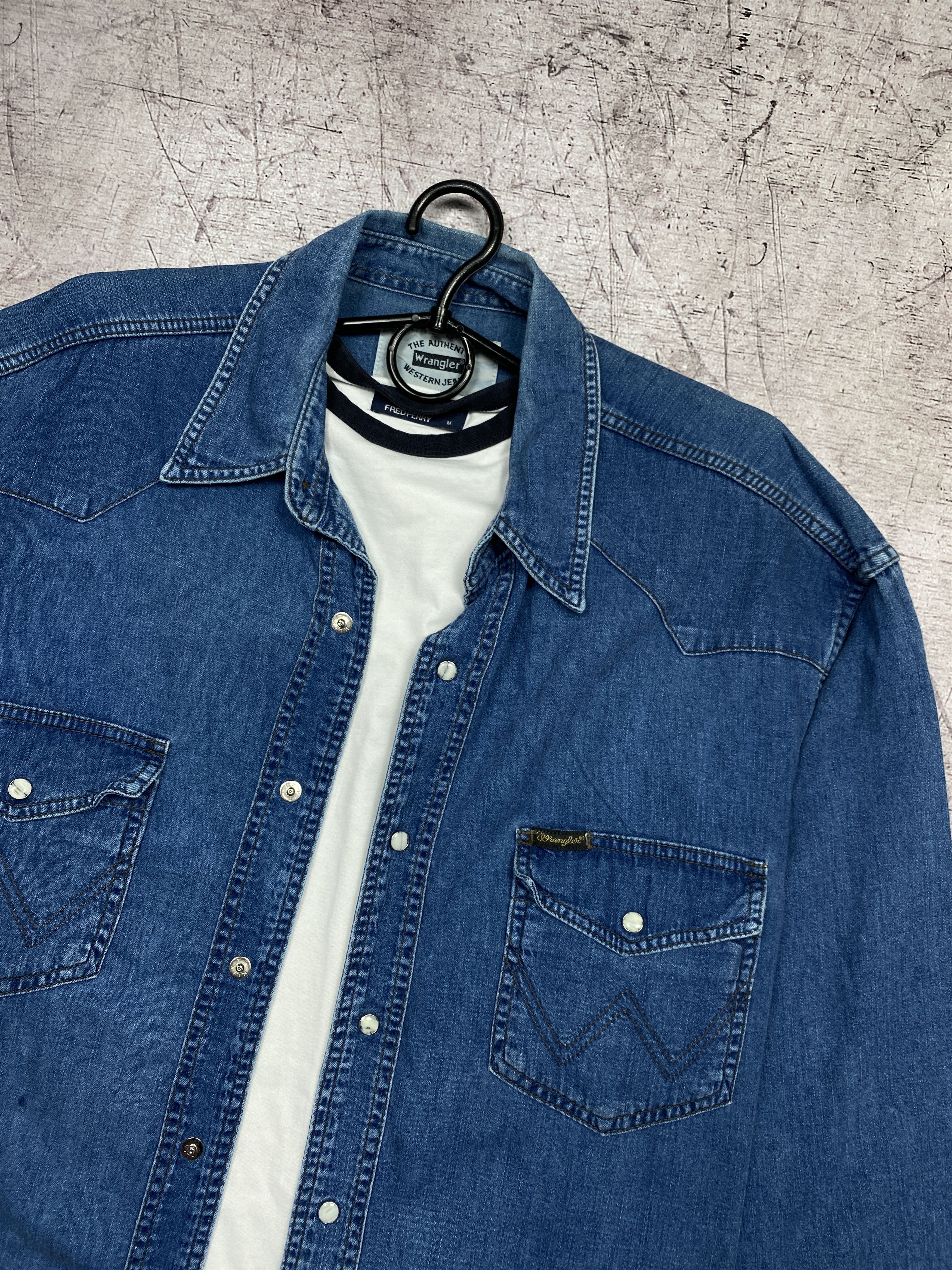 Wrangler Wrangler Vintage Mens Denim Shirt Size US XL / EU 56 / 4 - 2 Thumbnail