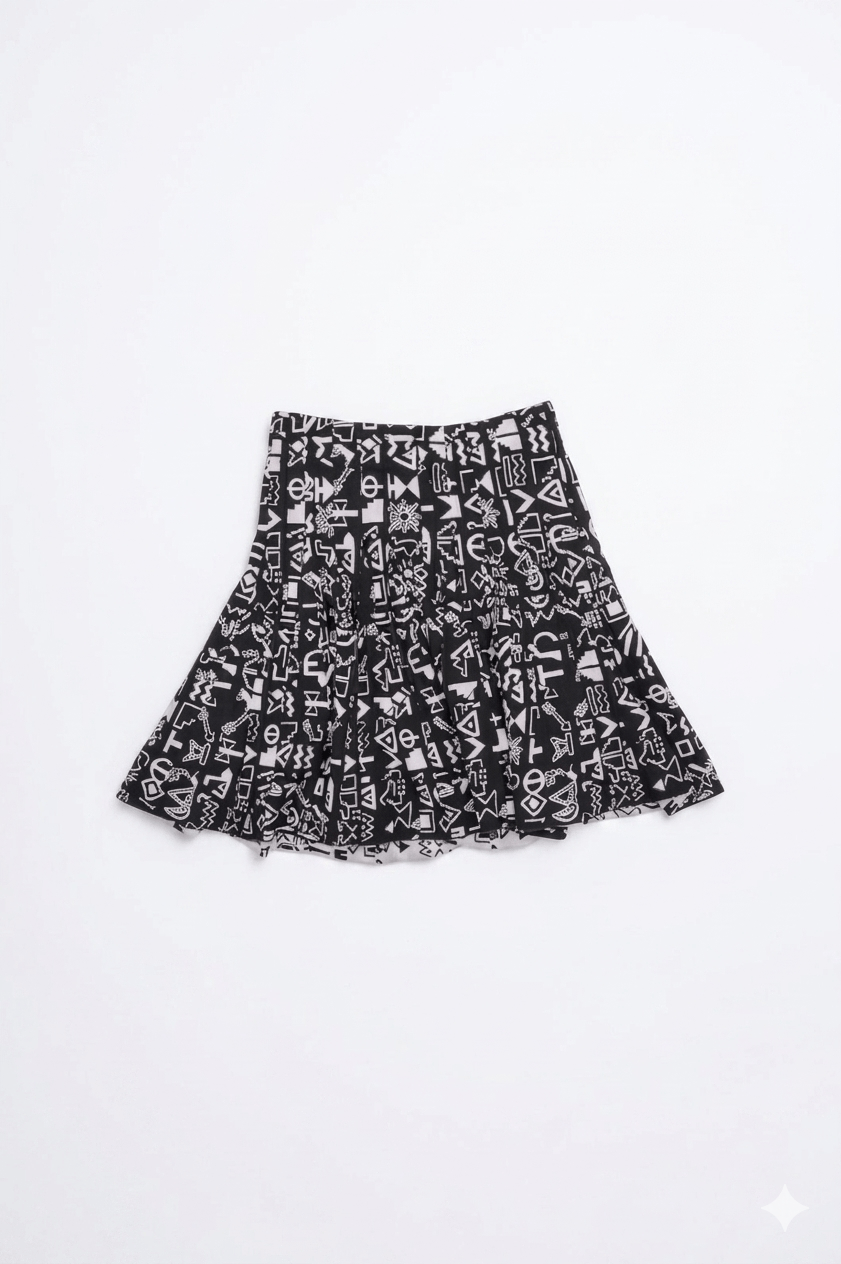 Kenzo Women's Kenzo Graphic Print Black White Mini Skirt Size XS Size 27" / US 4 / IT 40 - 1 Thumbnail