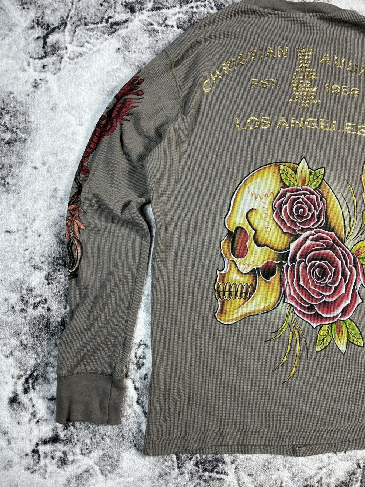 Christian Audigier Christian Audigier Skull Roses Graphic Long Sleeve L Size US L / EU 52-54 / 3 - 14 Thumbnail