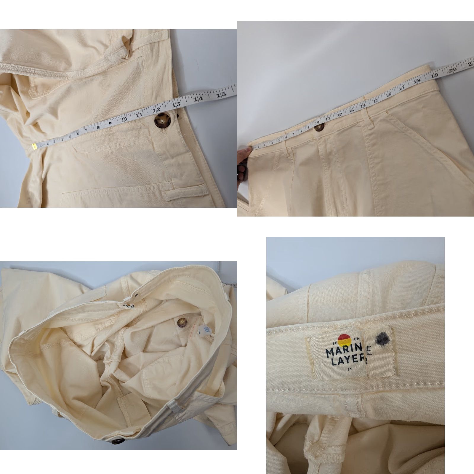 Marine Layer Marine Layer Maya Utility Pants Women’s 14 Carpenter Cotton Stretch Beige Slim Straight Pockets Zipper Logo 14934 Size 36" / US 14 / IT 50 - 8 Thumbnail