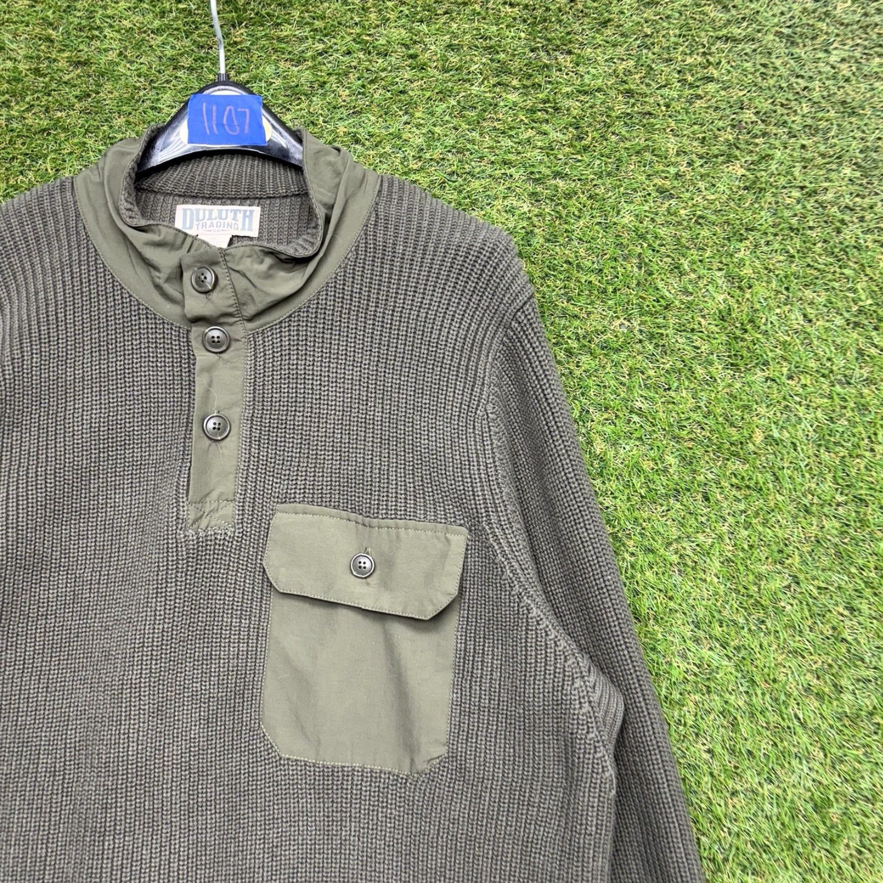CO Duluth Sweater Mens XL Long Sleeve Pullover Knit Ribbed Button Green Regular Size US XL / EU 56 / 4 - 3 Thumbnail
