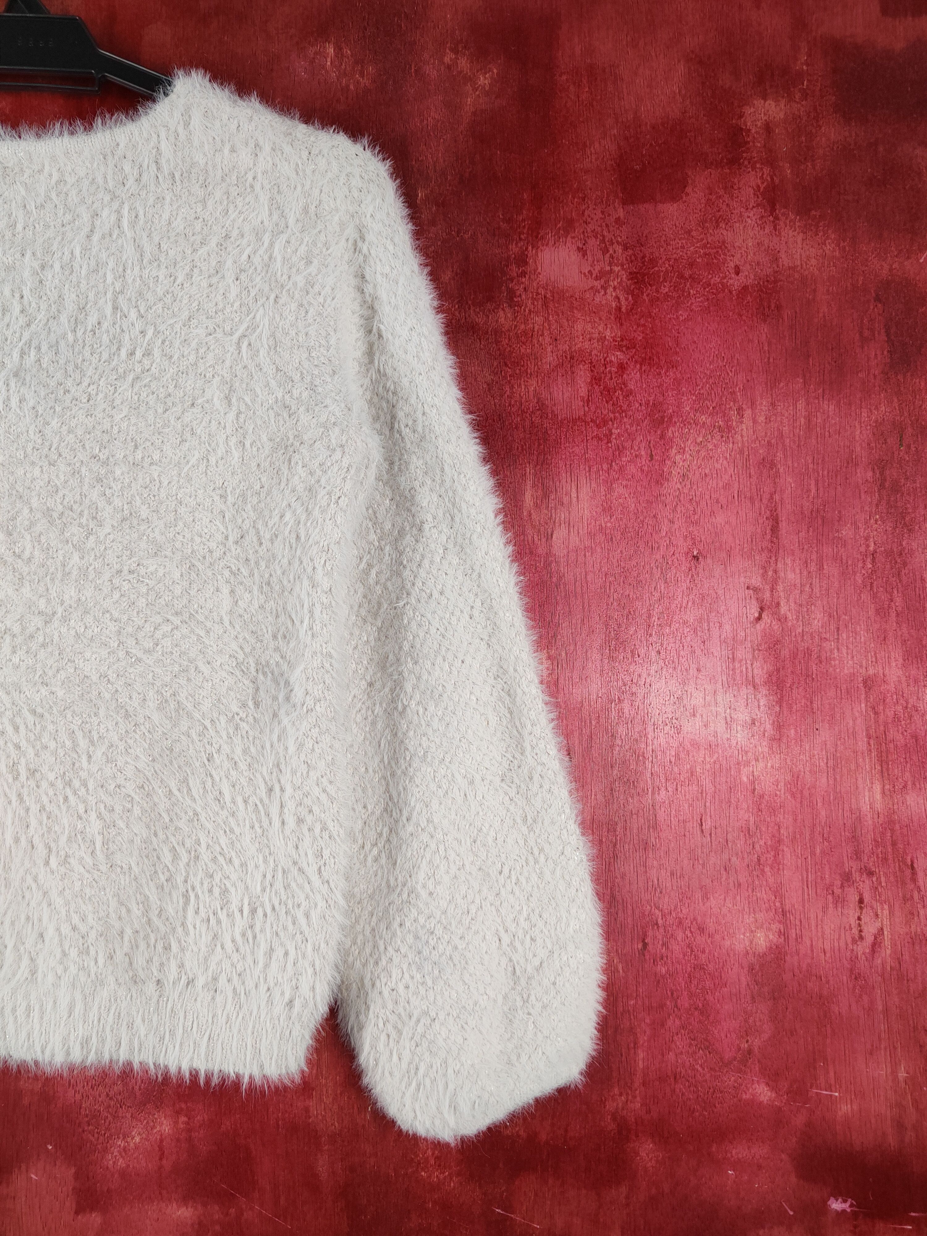 Homespun Knitwear Chip Clip Sweet Ivory Fur Mohair Knitwear #S1267 Size XS / US 0-2 / IT 36-38 - 9 Thumbnail