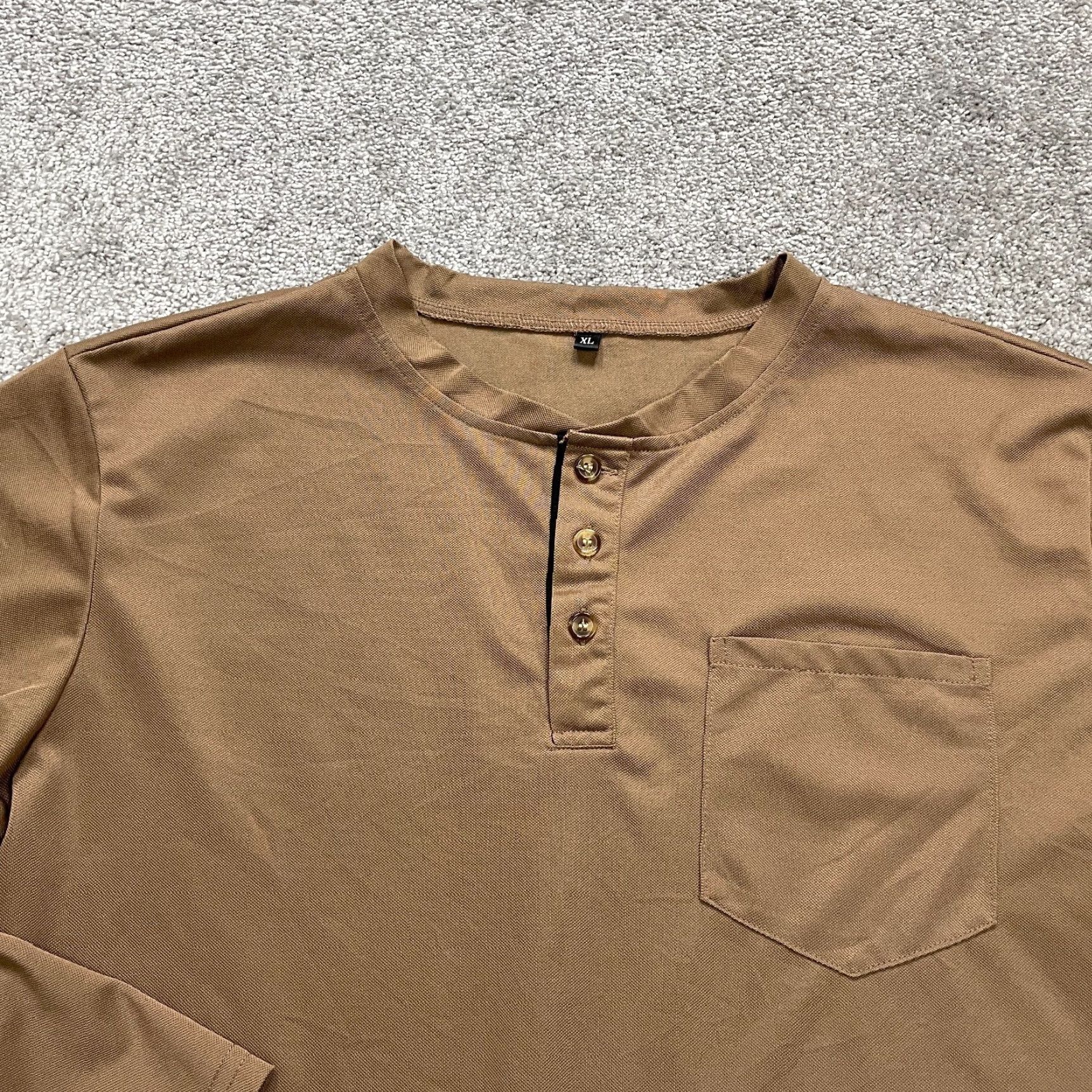 Vintage Unbranded Henley T-Shirt Mens XL Solid Brown Long Sleeve Casual Outdoor Pullover Size US XL / EU 56 / 4 - 3 Thumbnail