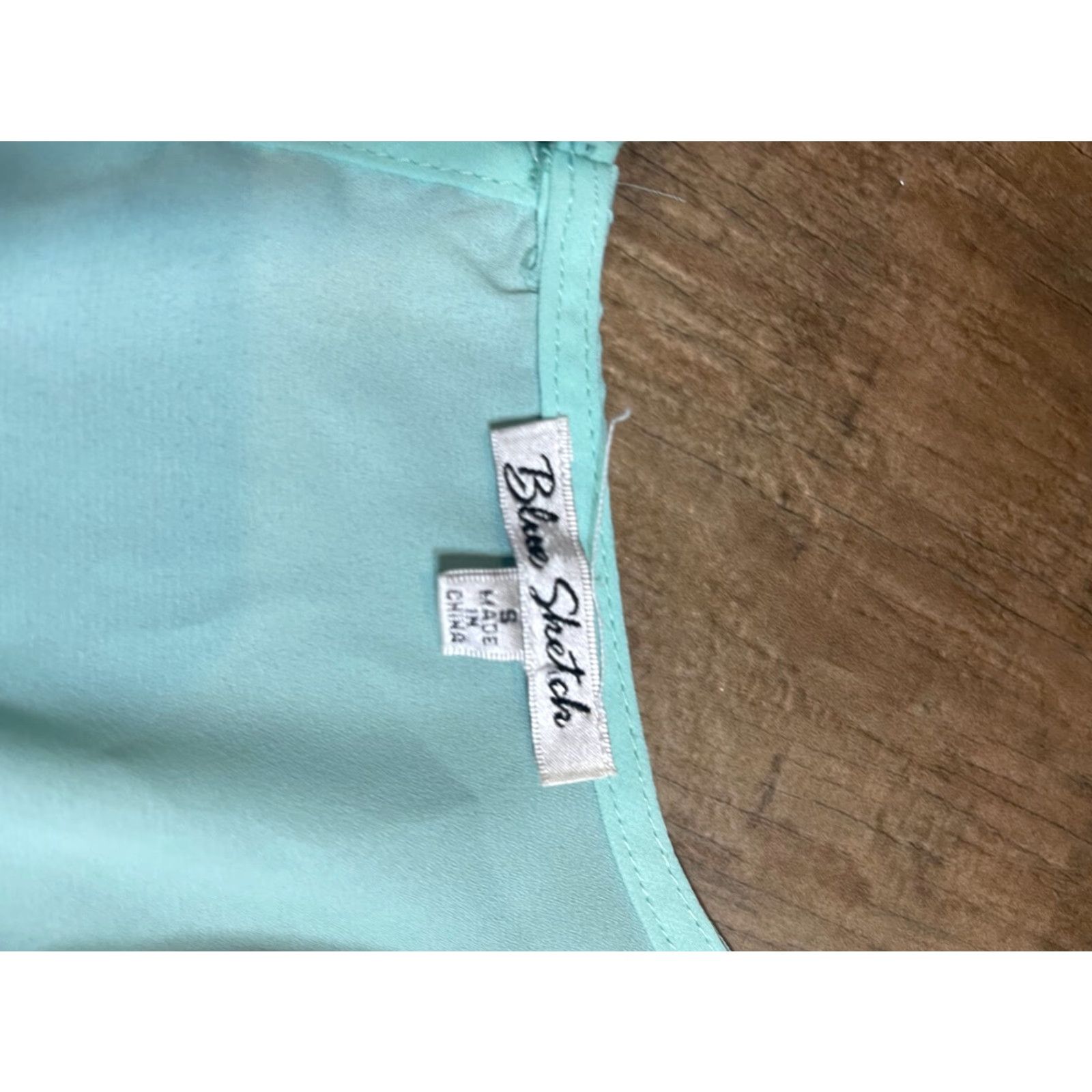 Madewell Madewell Blue Sketch Top Womens Small Sheer Teal Short Sleeve T-Shirt Dress Zip Ruffle Short Dress, Seasonal Colorful, Regular Women Mens? Size S / US 4 / IT 40 - 4 Thumbnail