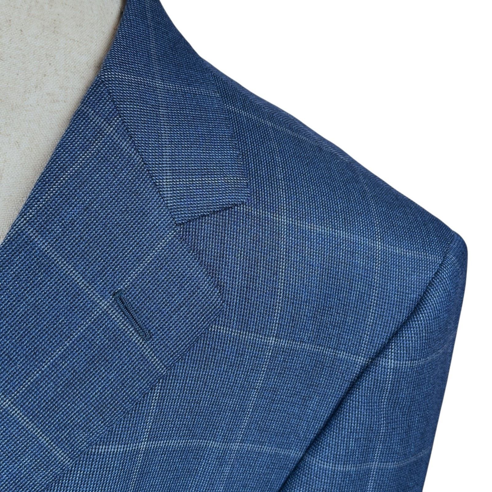 Ermenegildo Zegna Ermenegildo Zegna Blazer Jacket Men 44R Blue Windowpane Wool Size 44R - 3 Thumbnail