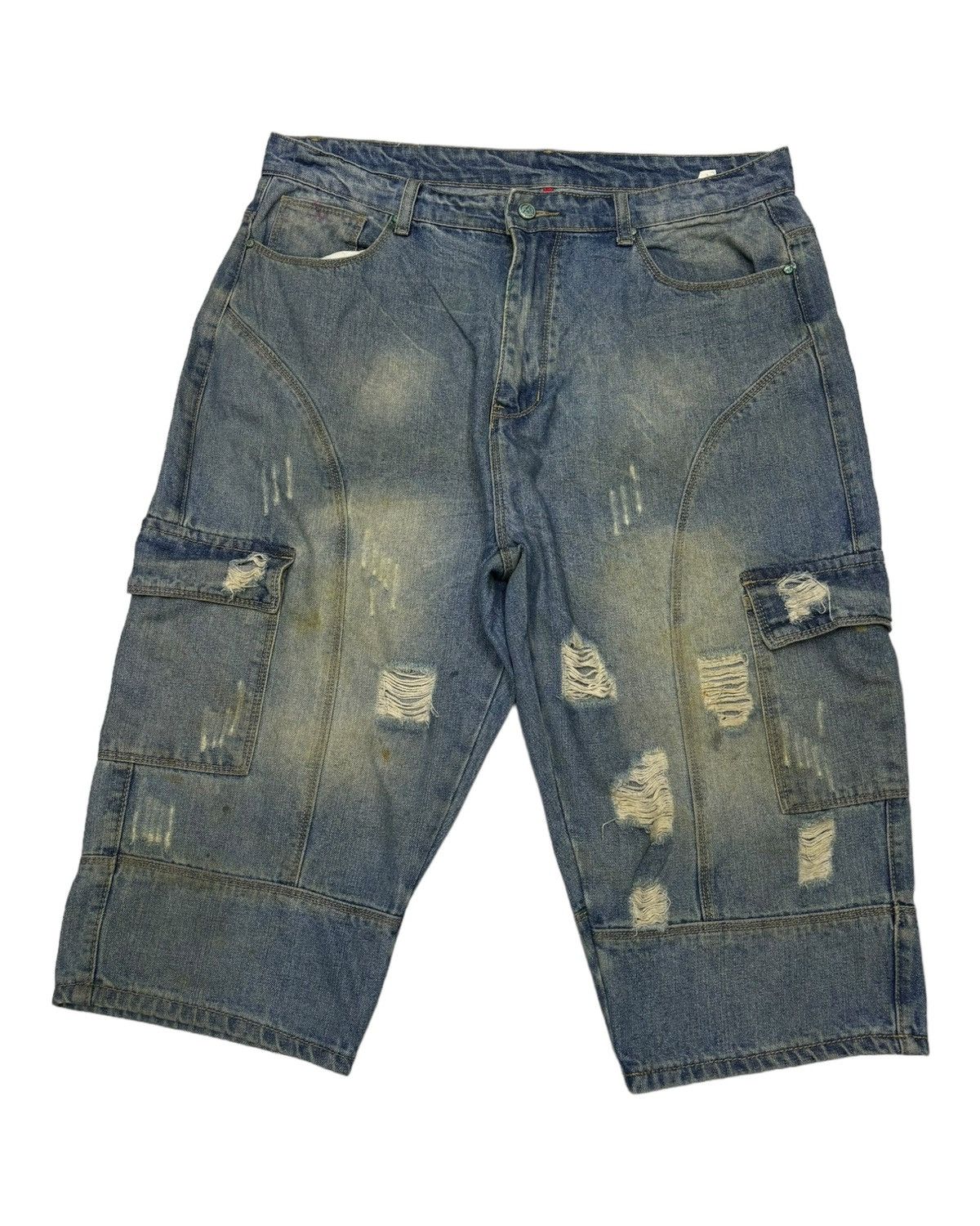 Japanese Brand RARE🔥PROPERTY OF CATEN BROS JORTS DISTRESS JNCO STYLE Size US 36 / EU 52 - 5 Thumbnail