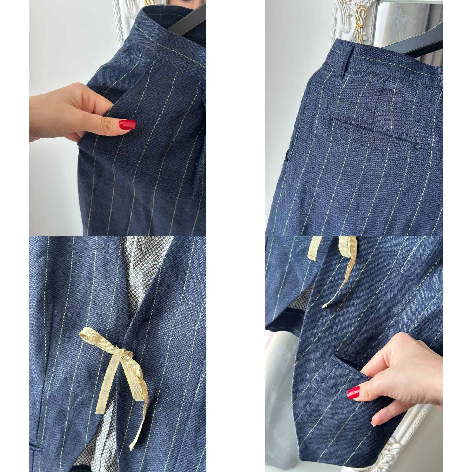 Vintage TOAST Vest & Shorts Set Womens Size 10 Navy Blue Pinstripe Linen Wool 50/50 Vintage Size 32" / US 10 / IT 46 - 8 Thumbnail