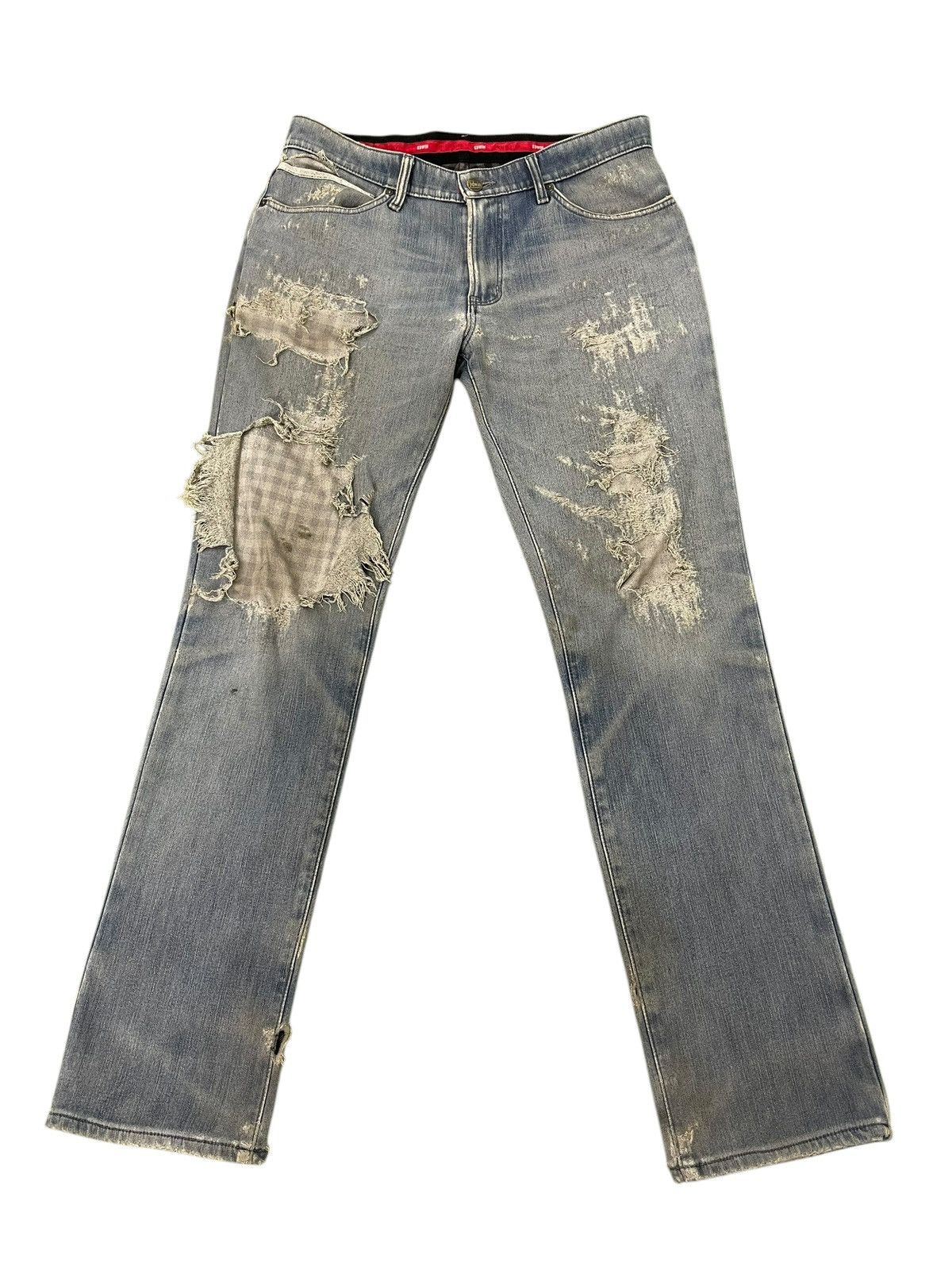 Japanese Brand Distress Slim Jeans Edwin Japan Double Layer Stretch 2🟦 Size US 35 - 1 Thumbnail