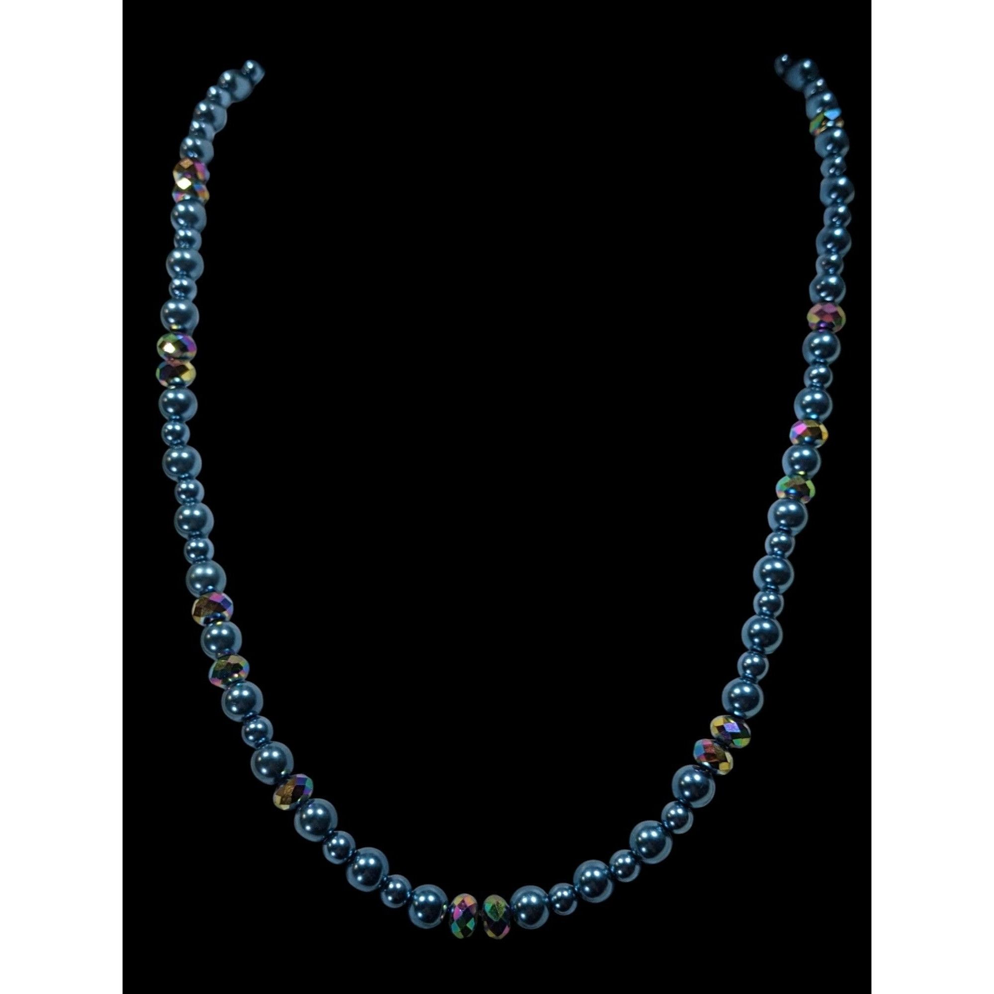 Handmade Handmade Mermaidcore Metallic Blue Faux Pearl And AB Glass B Size ONE SIZE - 3 Thumbnail