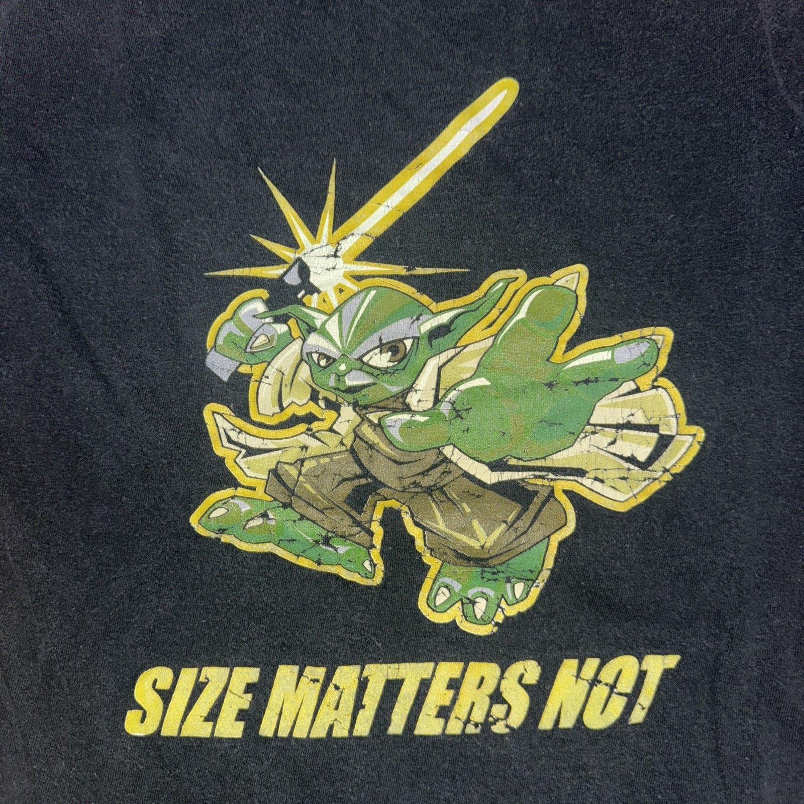 Star Wars × Vintage VNTG Star Wars Yoda T-Shirt Black S 17x25 Size Matters Not Size US S / EU 44-46 / 1 - 2 Thumbnail