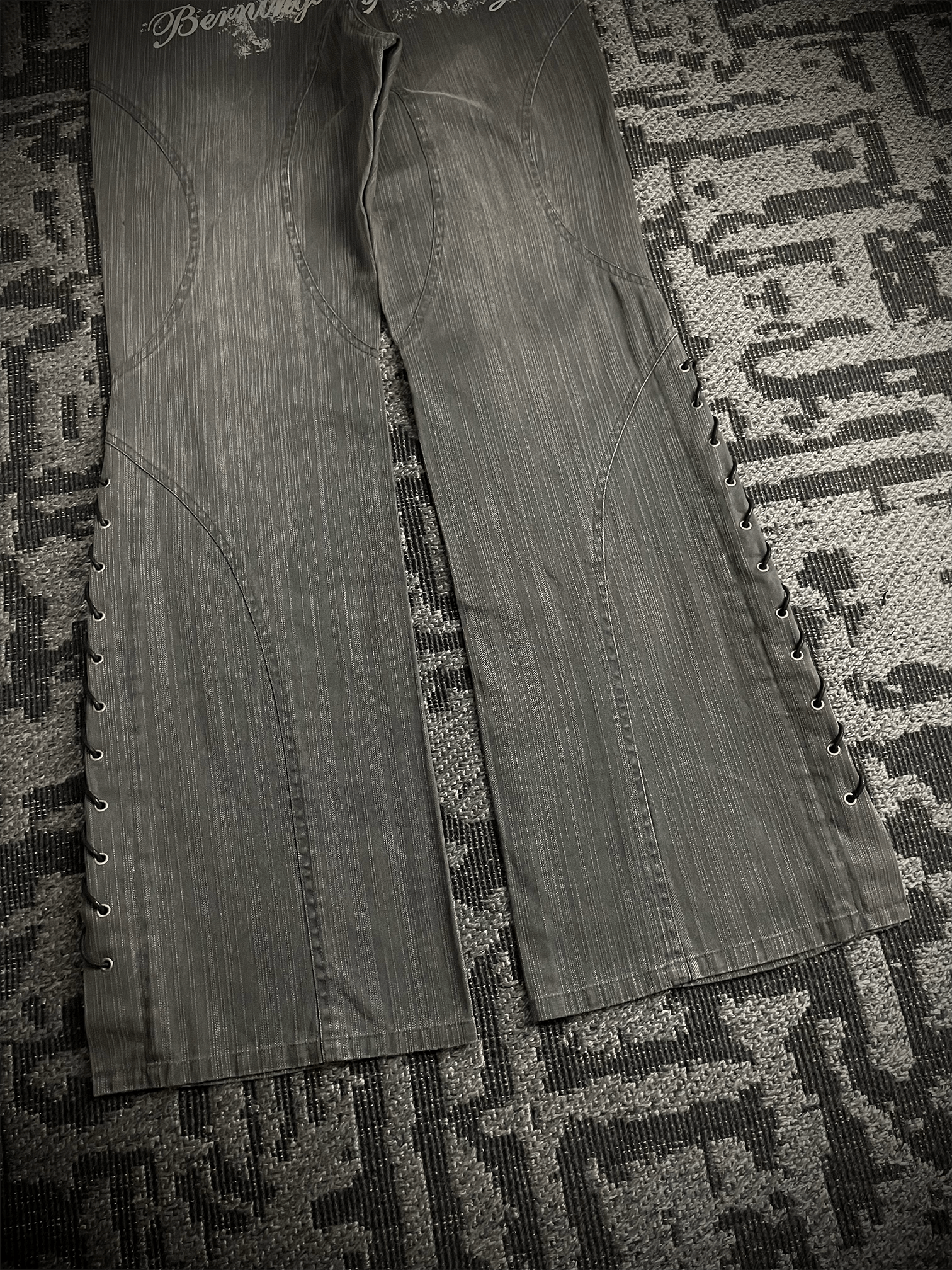 Japanese Brand Bernings Sho Lace Up Flared Pants Size US 31 - 8 Thumbnail