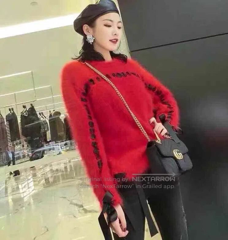 Fendi Fendi Red Rabbit Fur Knit Sweater. Size XS / US 0-2 / IT 36-38 - 8 Thumbnail