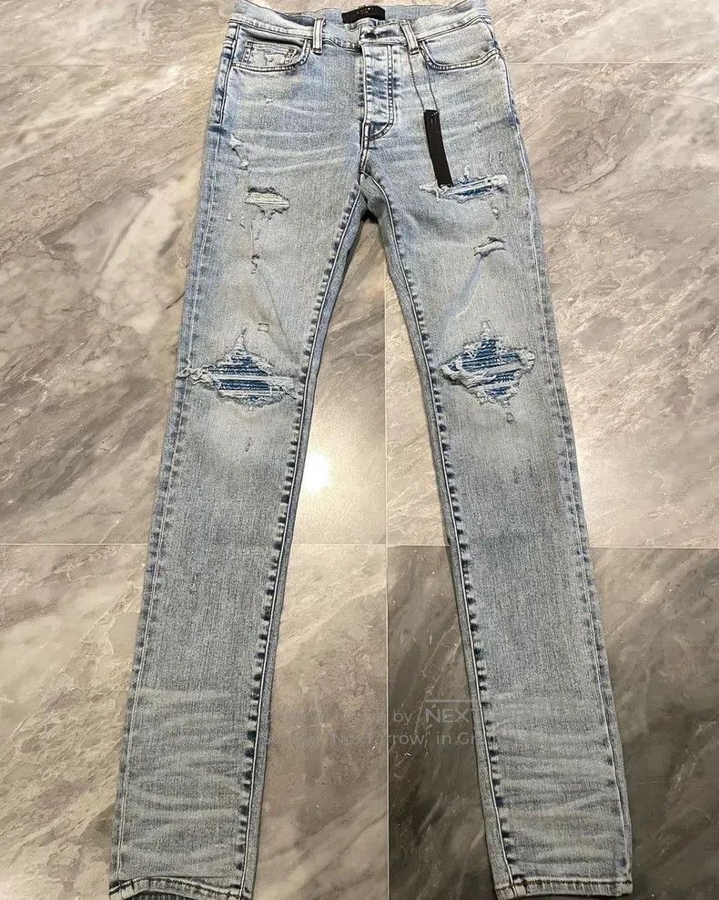 Amiri Amiri Size 30 Washed blue cashew flower patchwork MX1 jeans Size US 30 / EU 46 - 1 Thumbnail