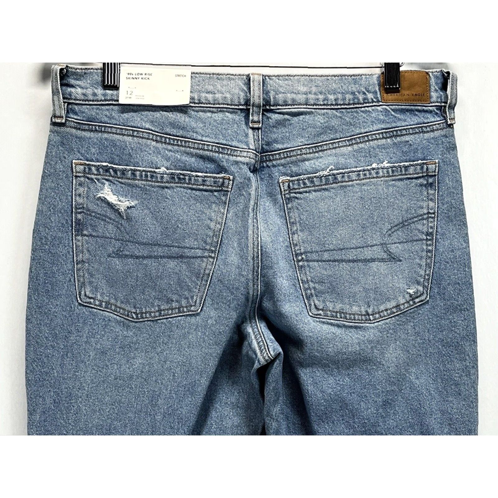 American Eagle Outfitters American Eagle Low Rise Raw Hem Skinny Kick Flare Denim Jeans Women Blue Size 12 Size 34" / US 12 / IT 48 - 4 Thumbnail