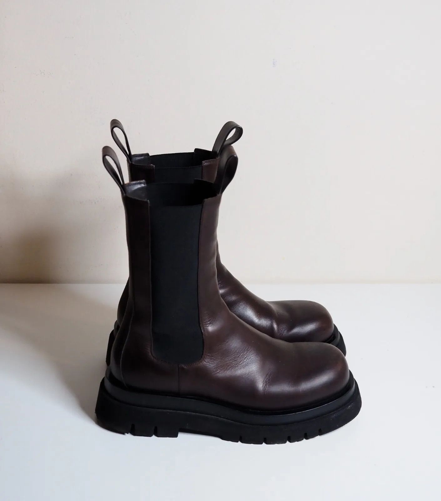 image of Bottega Veneta Lug Boots in Brown, Men's (Size 9)