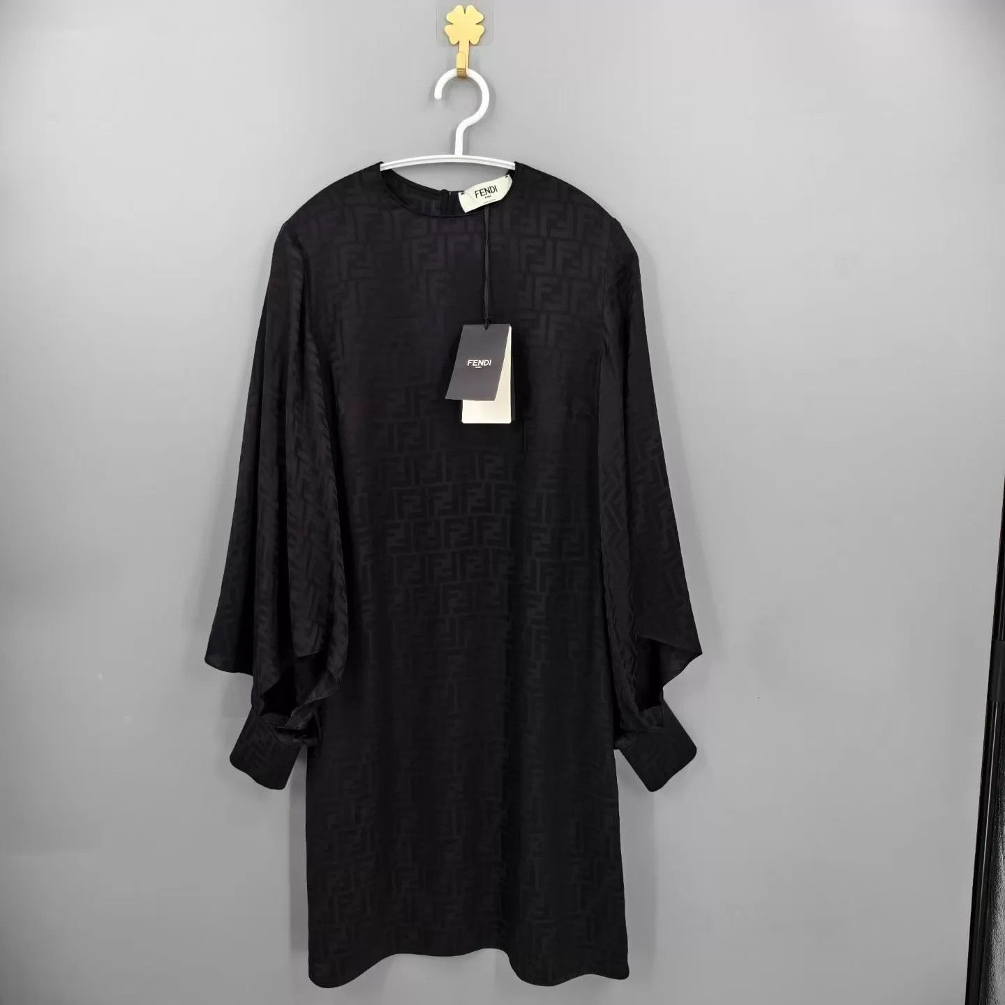 Fendi Fendi Black Monogram All Over Print Silk Dress Size XS / US 0-2 / IT 36-38 - 1 Thumbnail