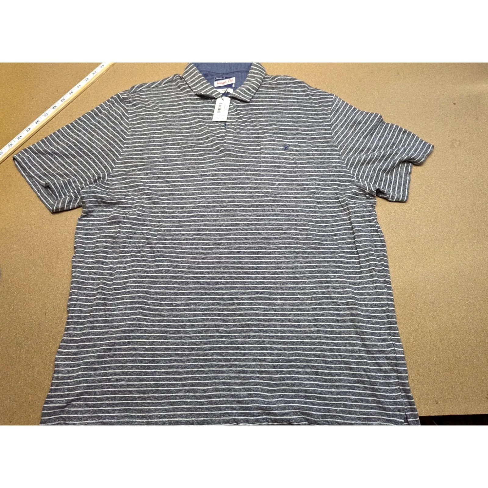 Vintage Johnny-O Polo Shirt Mens XL Short Sleeve Striped Gray White Cotton T-Shirt Golf Clothing Mens XL Size US XL / EU 56 / 4 - 2 Thumbnail