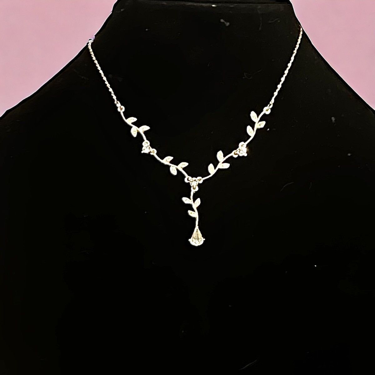 Vintage Vintage silver tone CZ vine Y necklace Size ONE SIZE - 1 Thumbnail